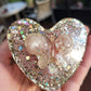 Pastel Pink and Silver Heart Box with Butterfly Accent