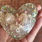 Pastel Pink and Silver Heart Box with Butterfly Accent