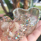 Pastel Pink and Silver Heart Box with Butterfly Accent