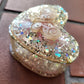 Pastel Pink and Silver Heart Box with Butterfly Accent