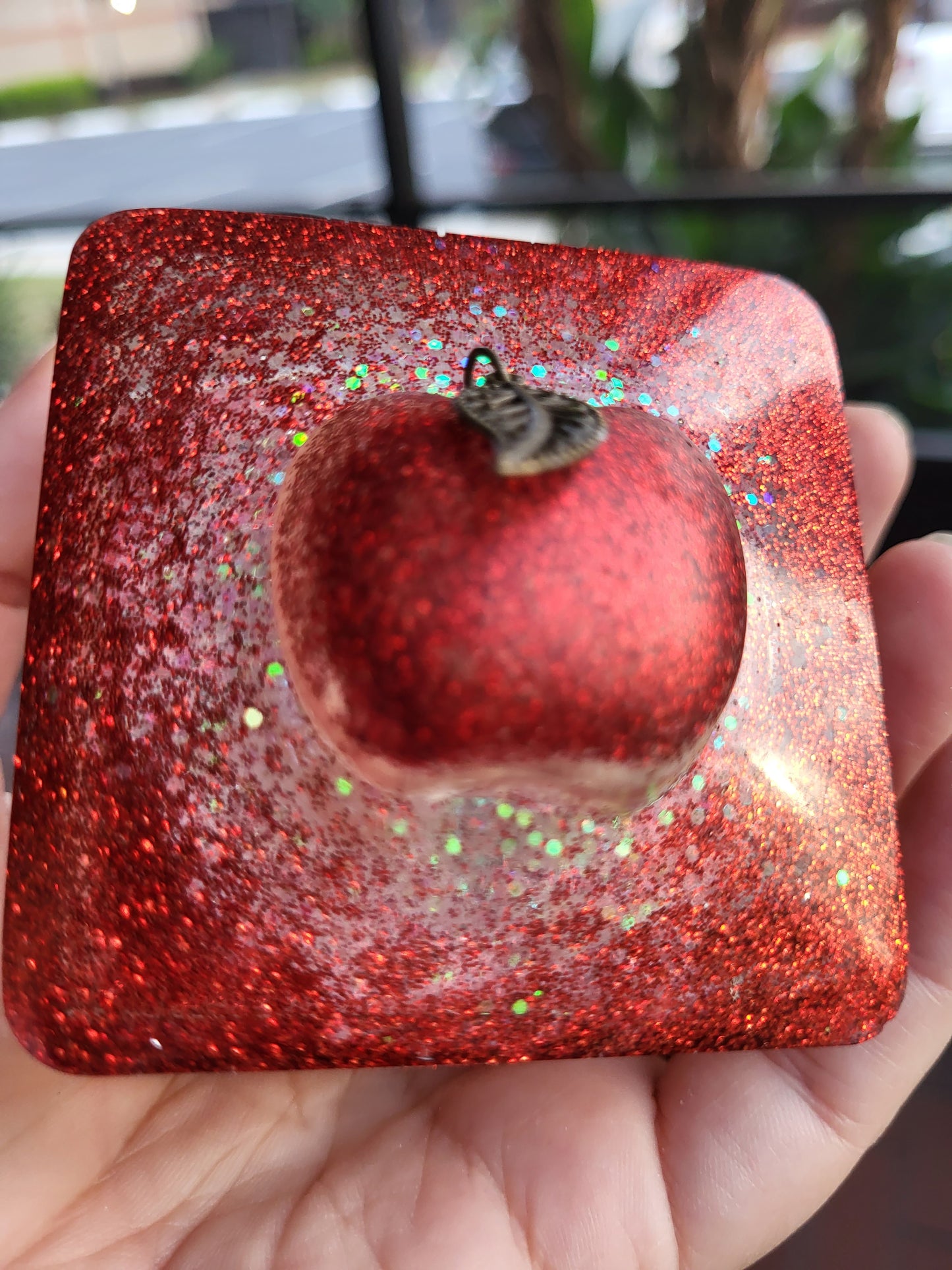 Sparkly Red Box With Apple Accent On The Lid