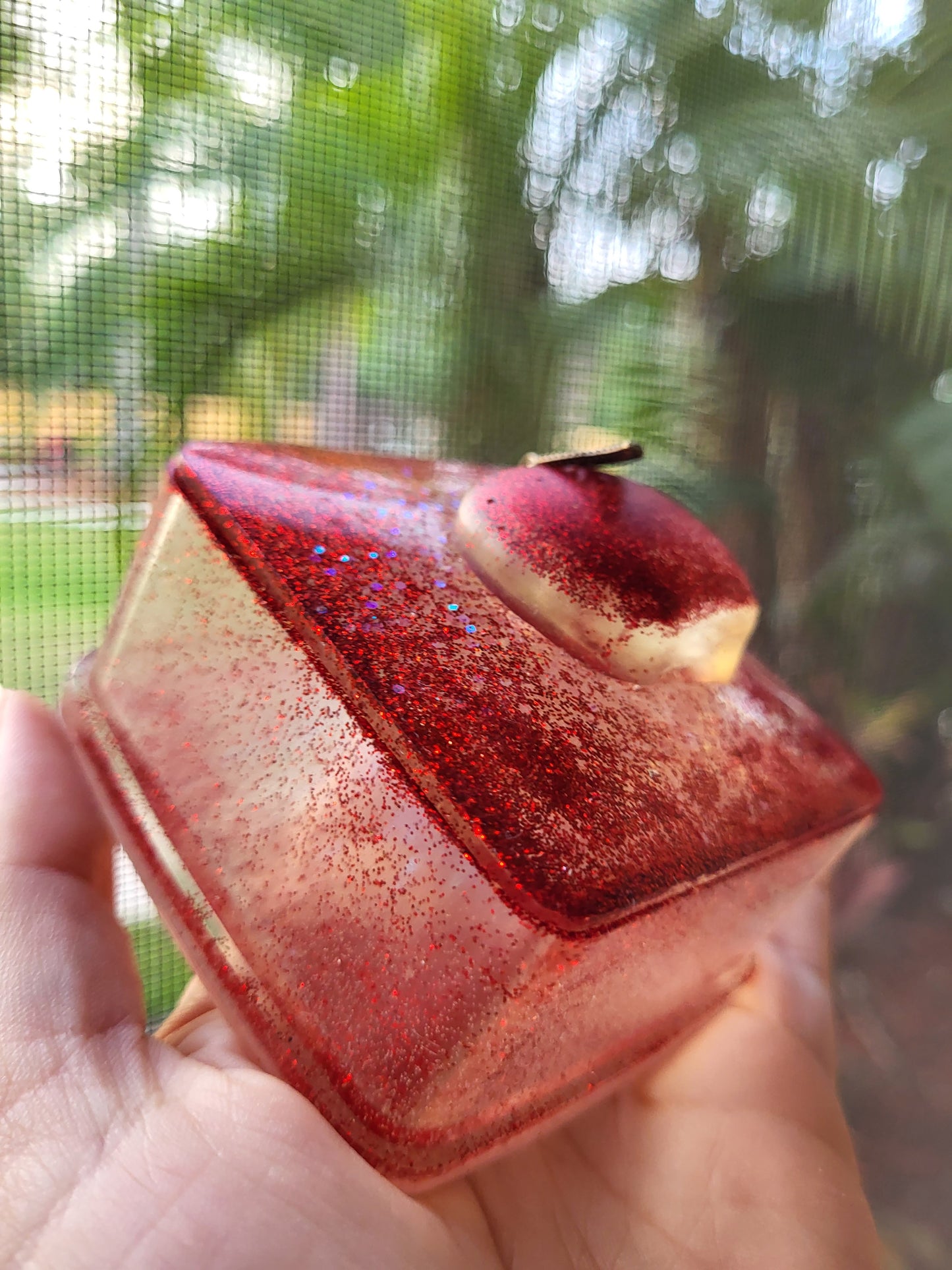 Sparkly Red Box With Apple Accent On The Lid