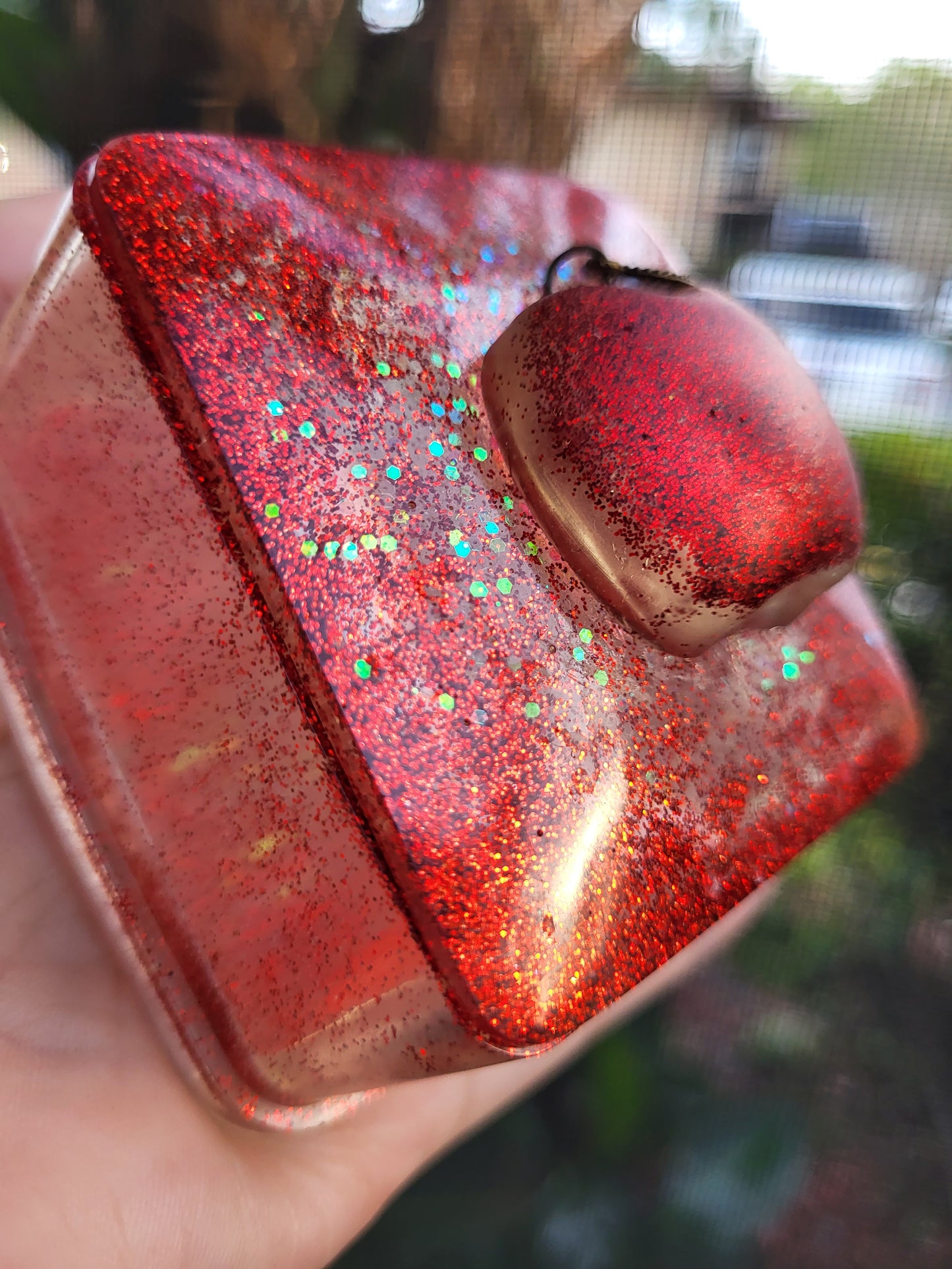 Sparkly Red Box With Apple Accent On The Lid