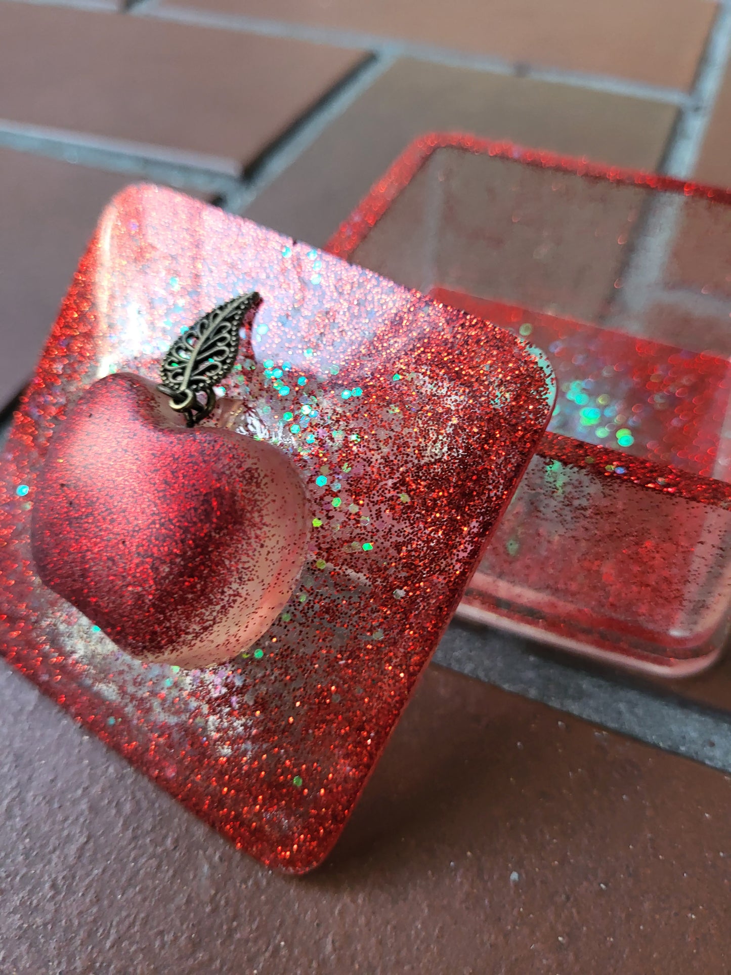 Sparkly Red Box With Apple Accent On The Lid