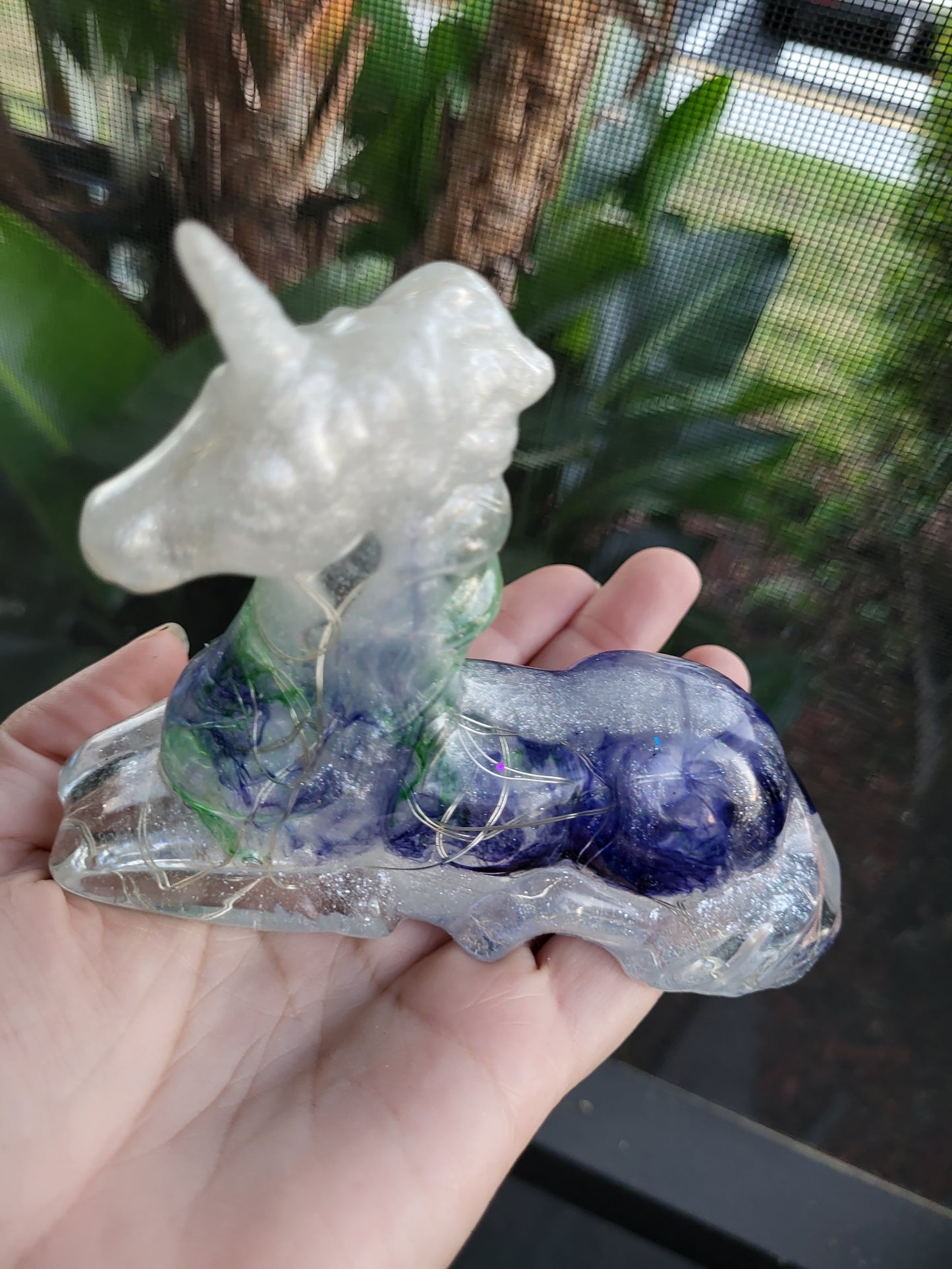 White Blue and Green Unicorn Nightlight