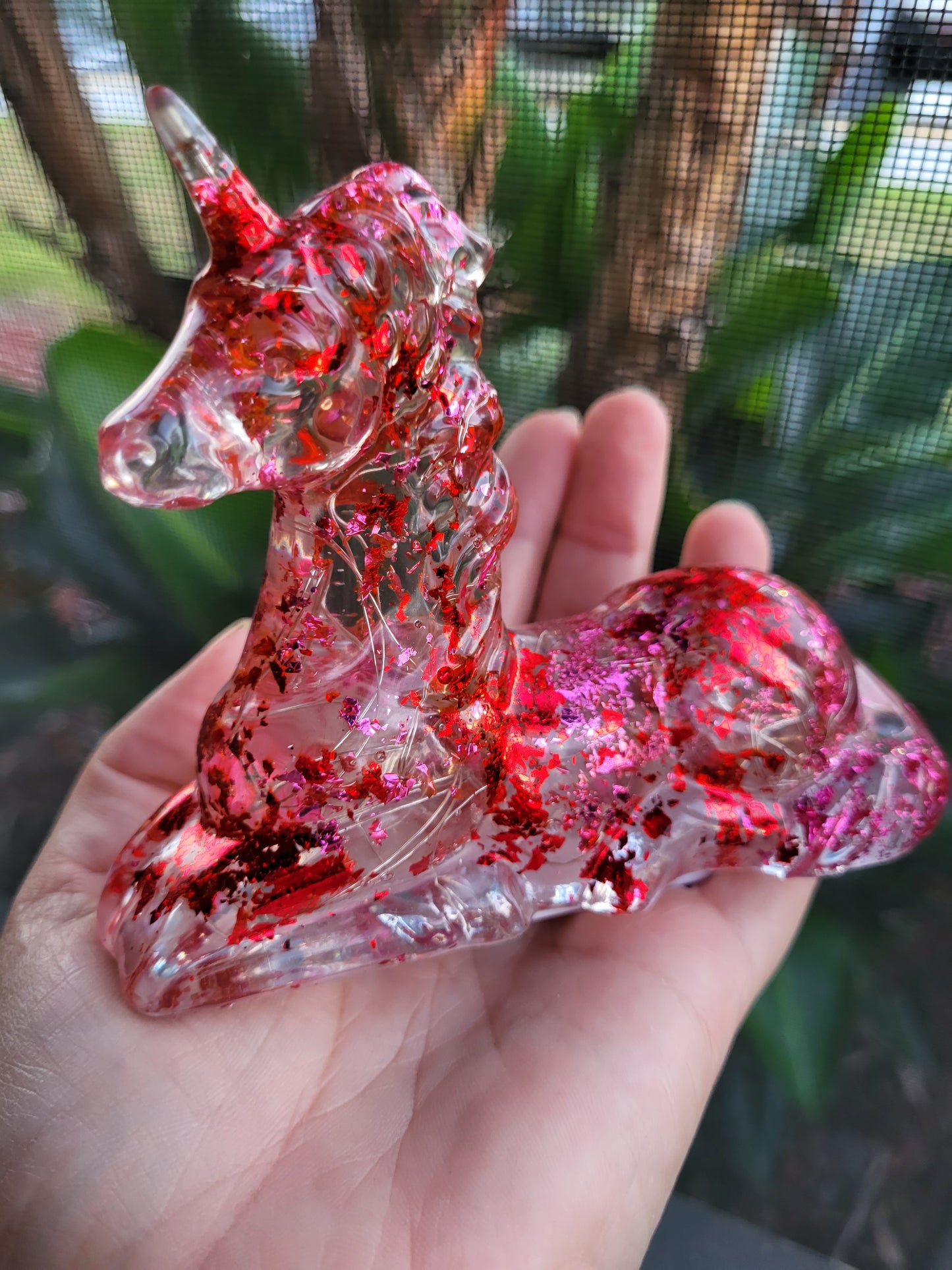 Pink and Red Unicorn Nightlight with Red Lights