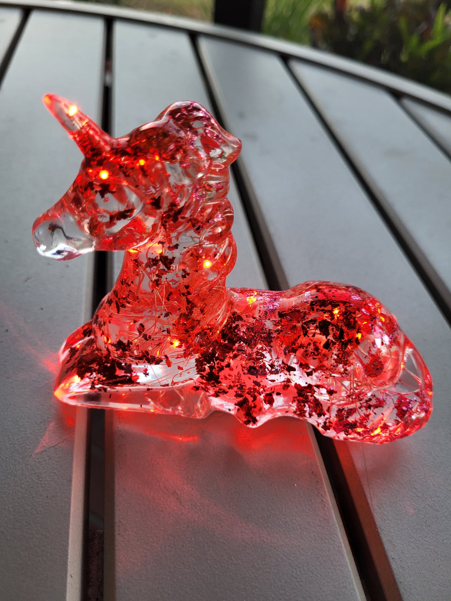 Pink and Red Unicorn Nightlight with Red Lights