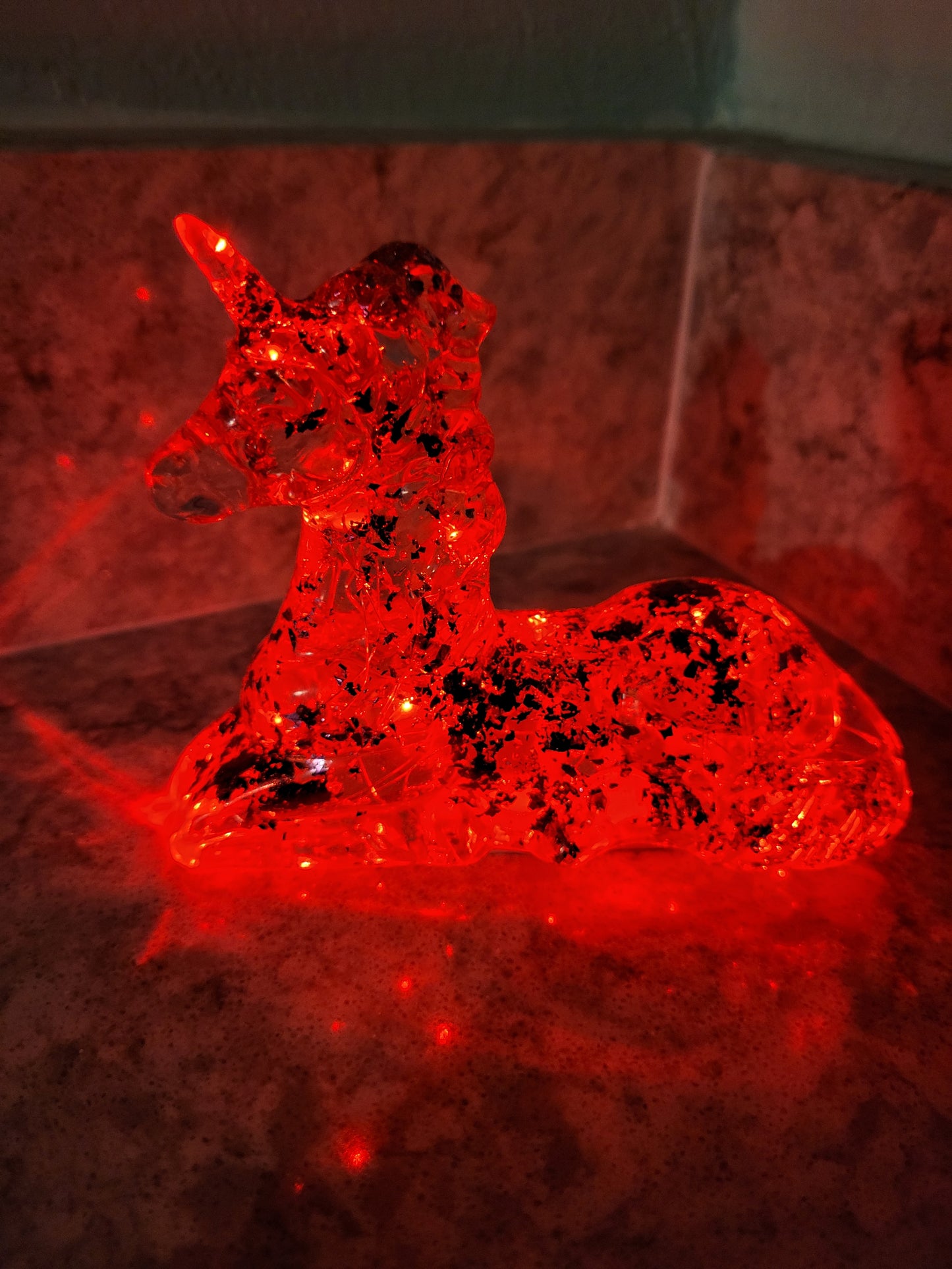 Pink and Red Unicorn Nightlight with Red Lights