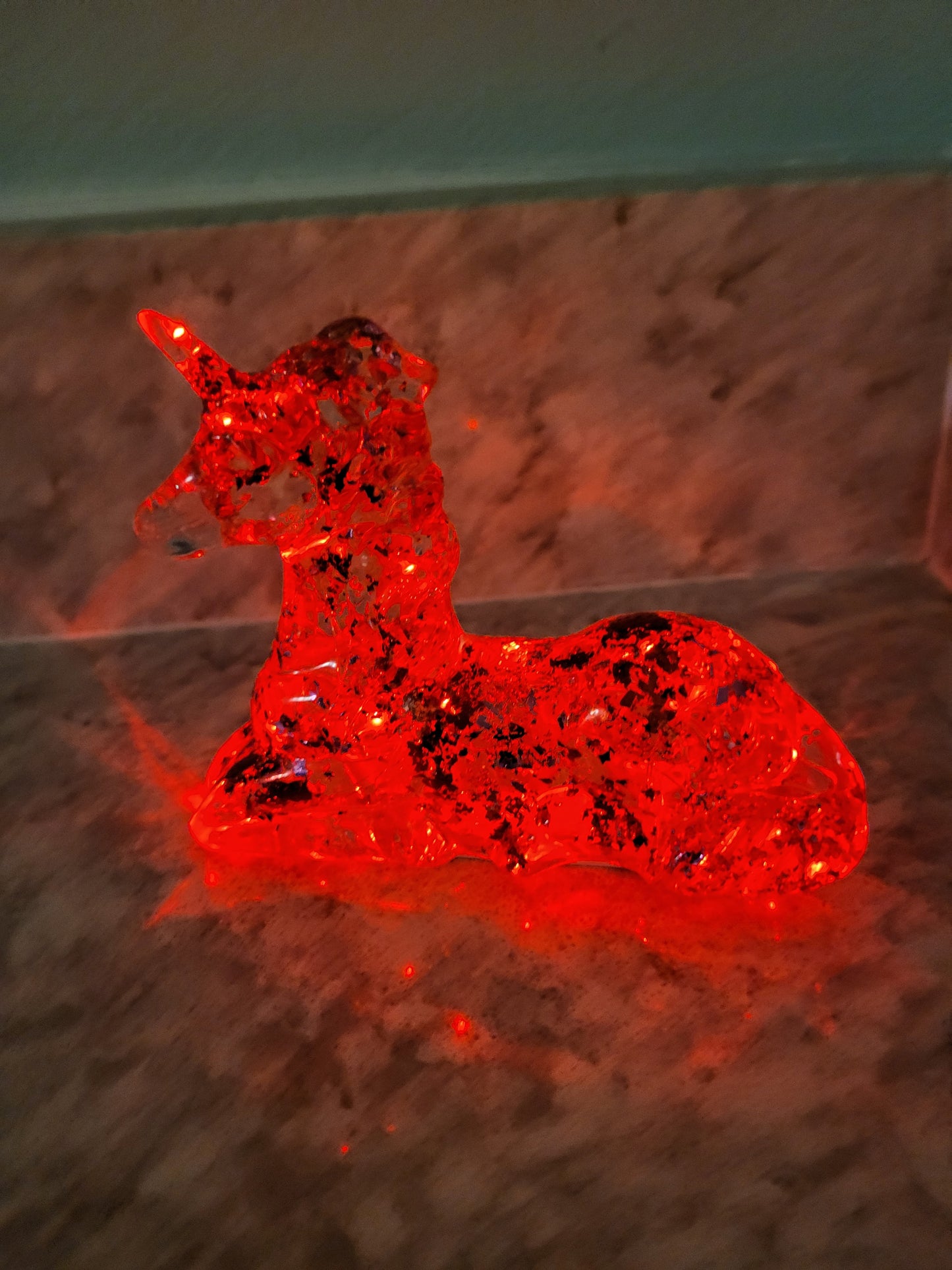 Pink and Red Unicorn Nightlight with Red Lights