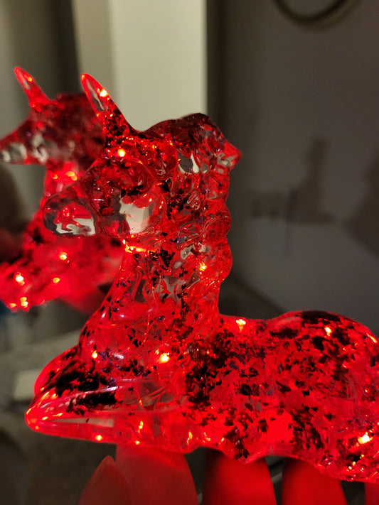 Pink and Red Unicorn Nightlight with Red Lights