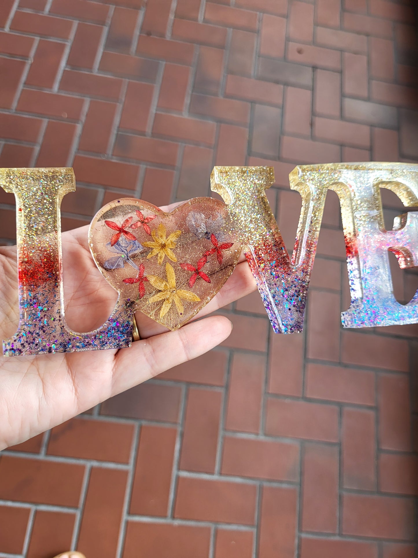 Red Gold and Purple "LOVE" Shelf Sitter