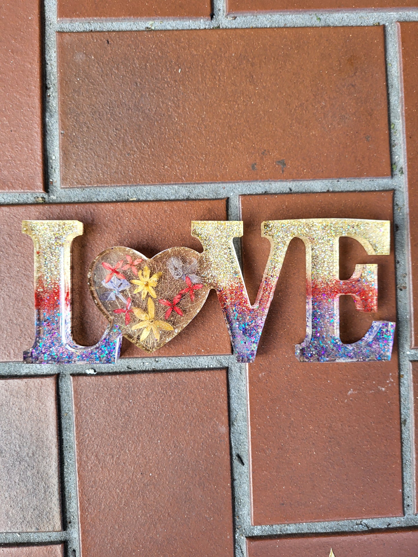 Red Gold and Purple "LOVE" Shelf Sitter