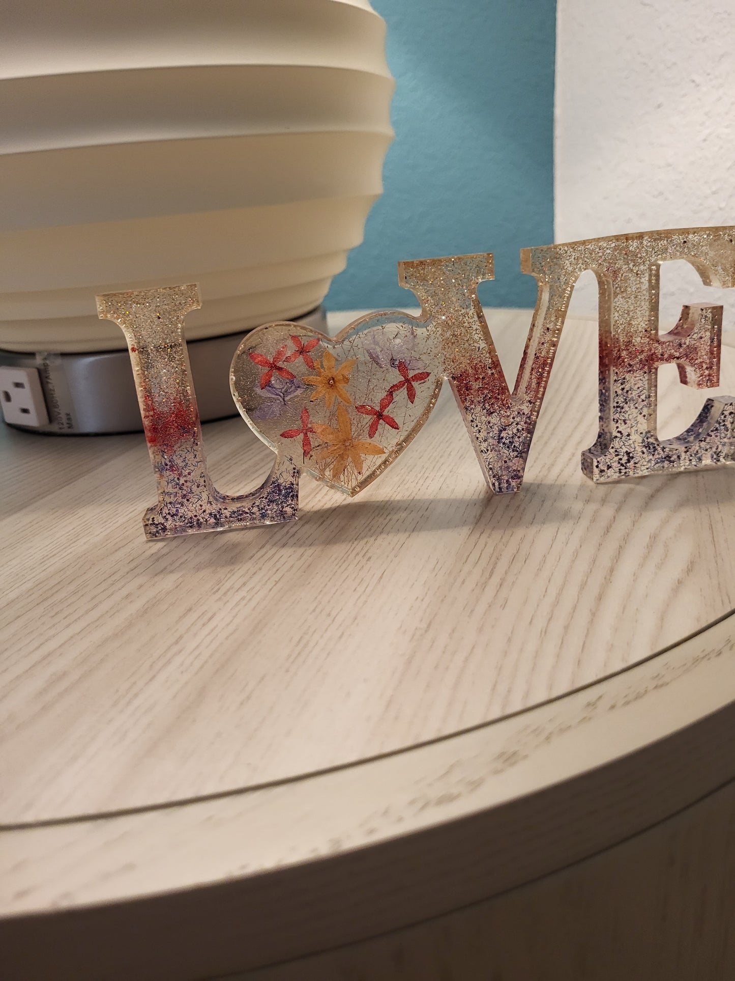 Red Gold and Purple "LOVE" Shelf Sitter