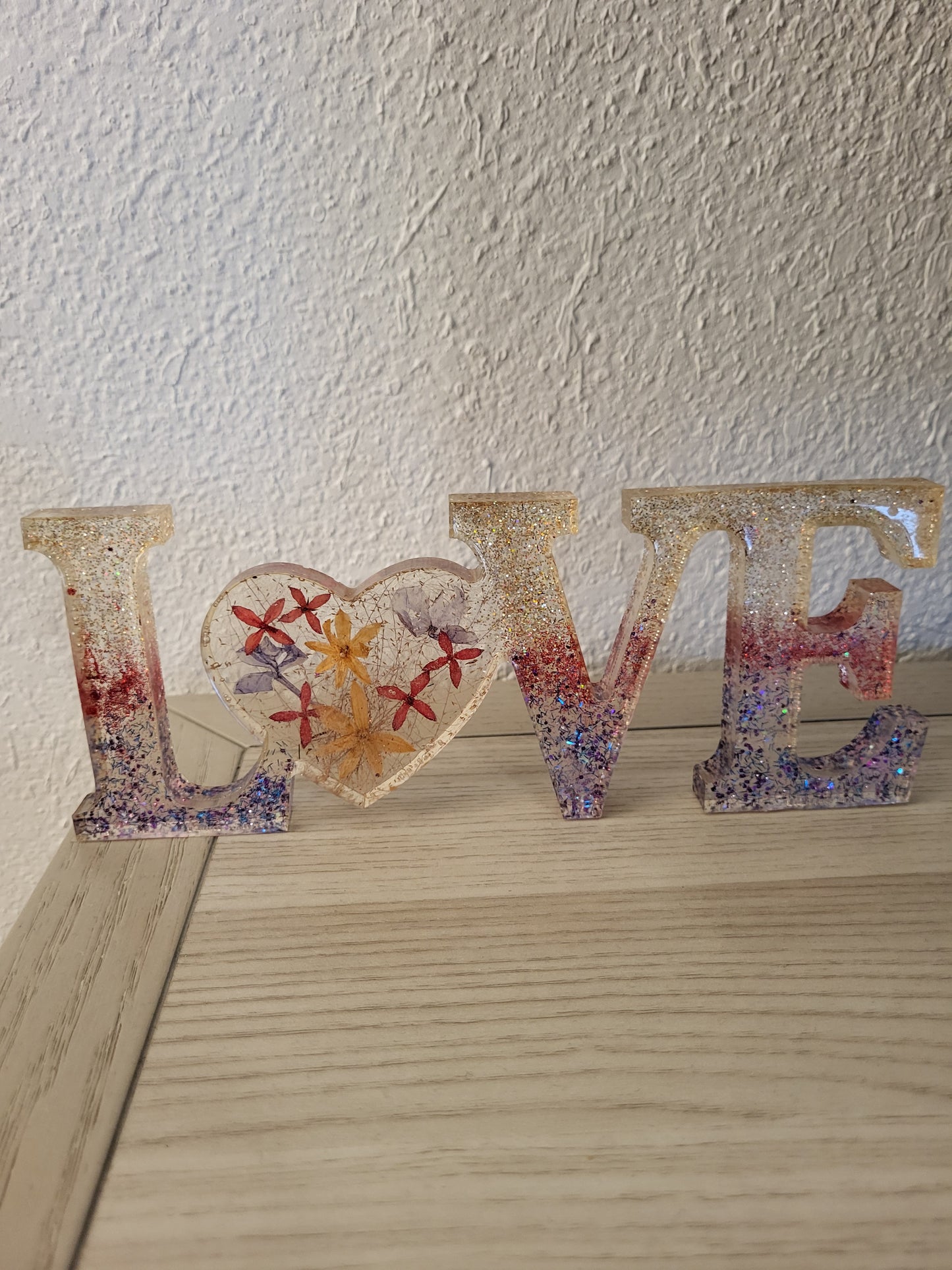 Red Gold and Purple "LOVE" Shelf Sitter