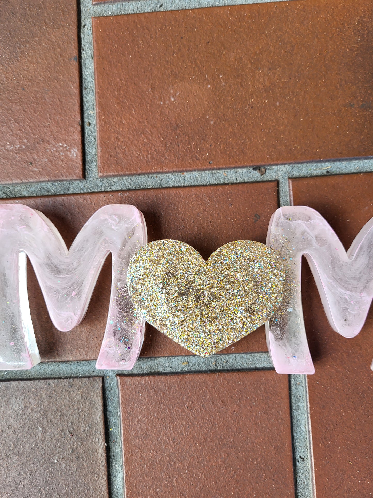 Soft Pink And Gold "MOM" Shelf Sitter