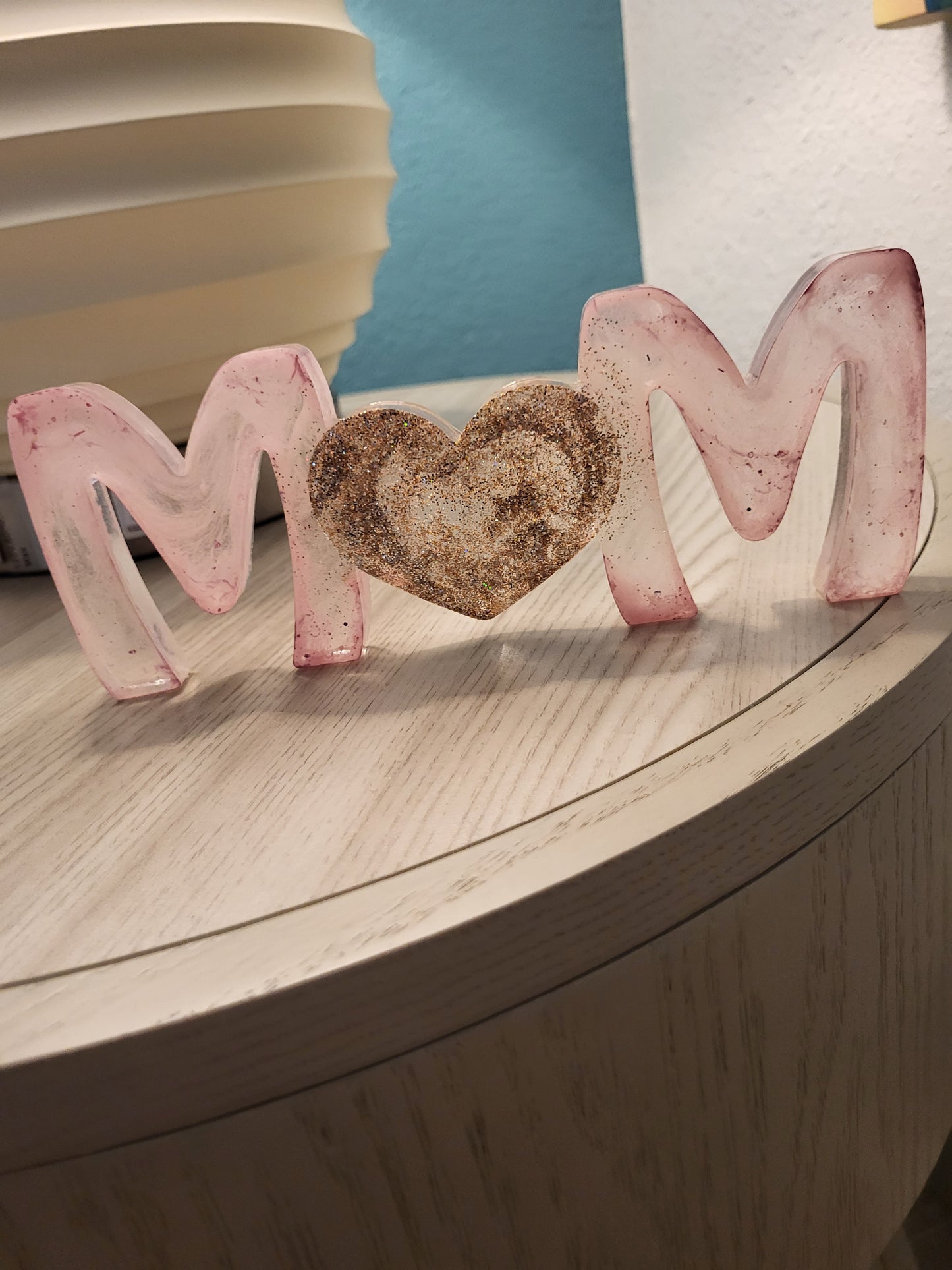 Soft Pink And Gold "MOM" Shelf Sitter