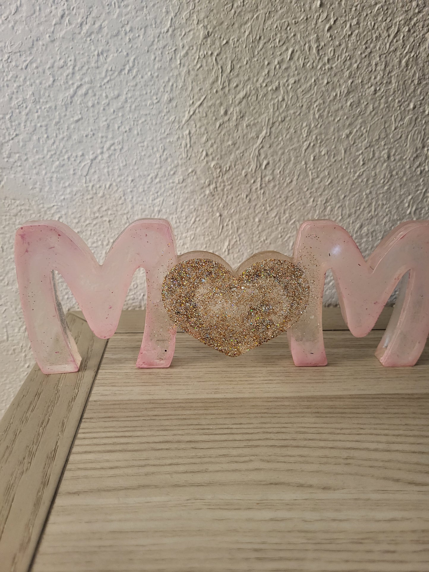 Soft Pink And Gold "MOM" Shelf Sitter