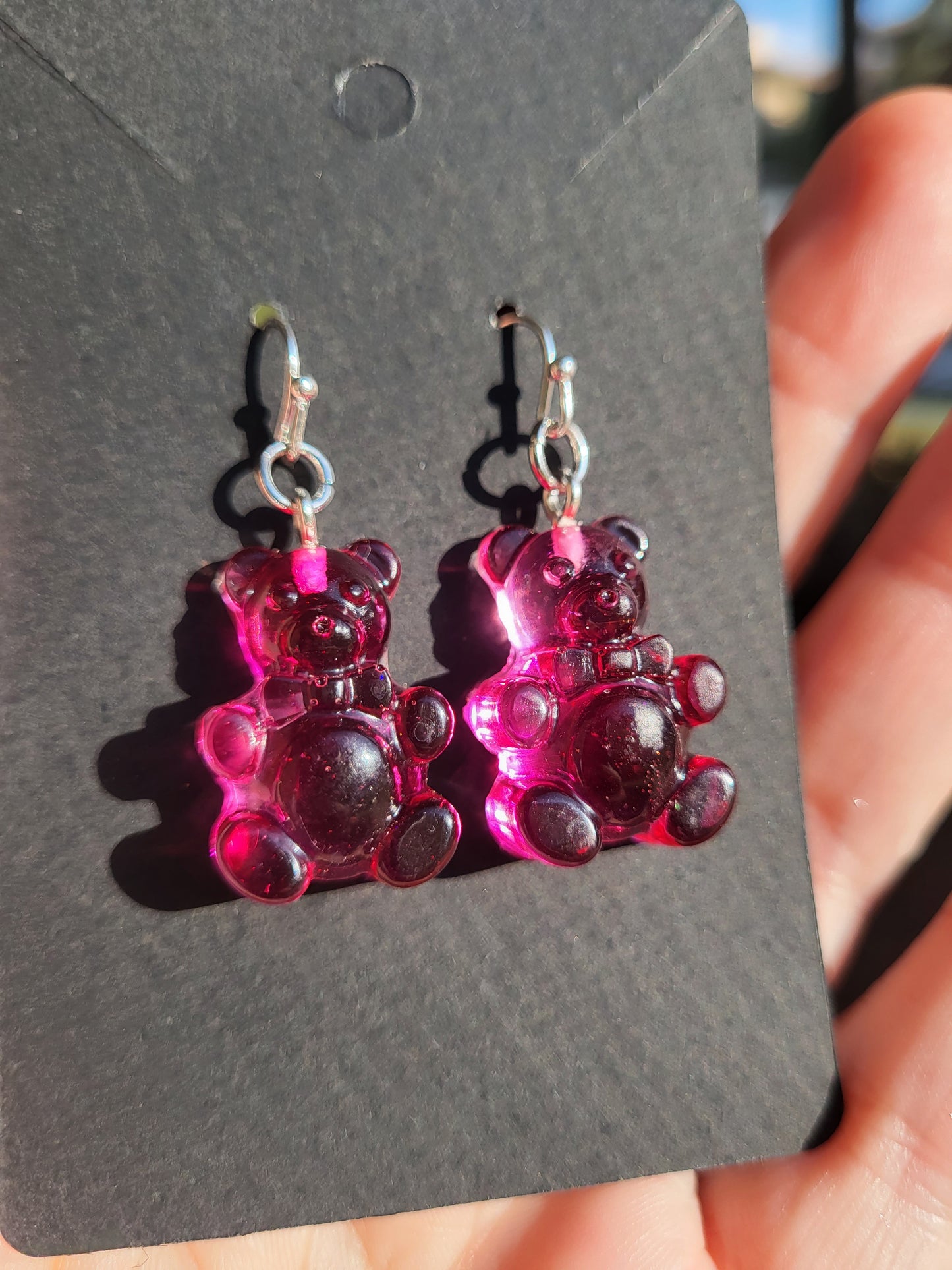 Bright Pink "Gummy Bear" Hook Earrings