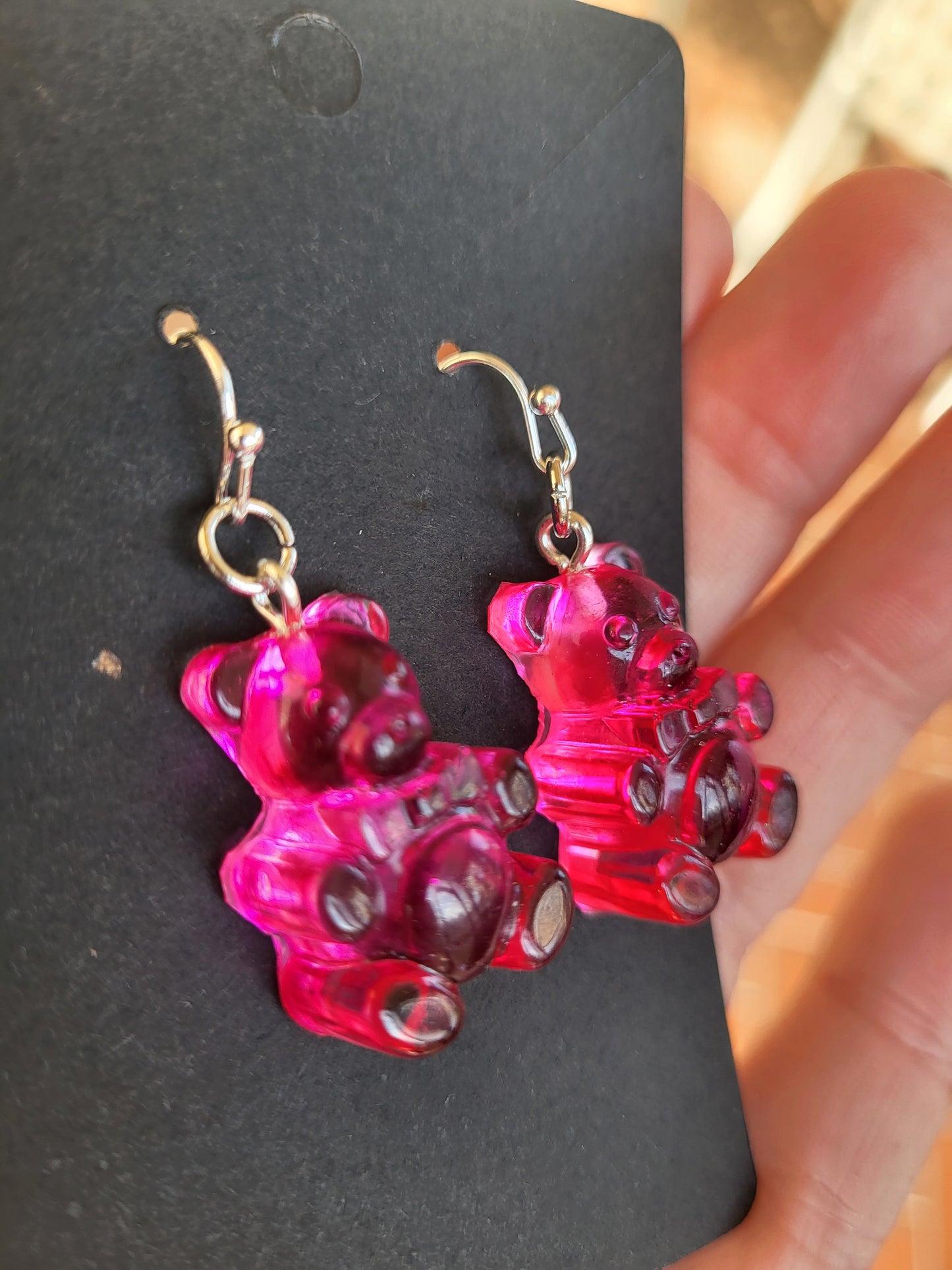 Bright Pink "Gummy Bear" Hook Earrings