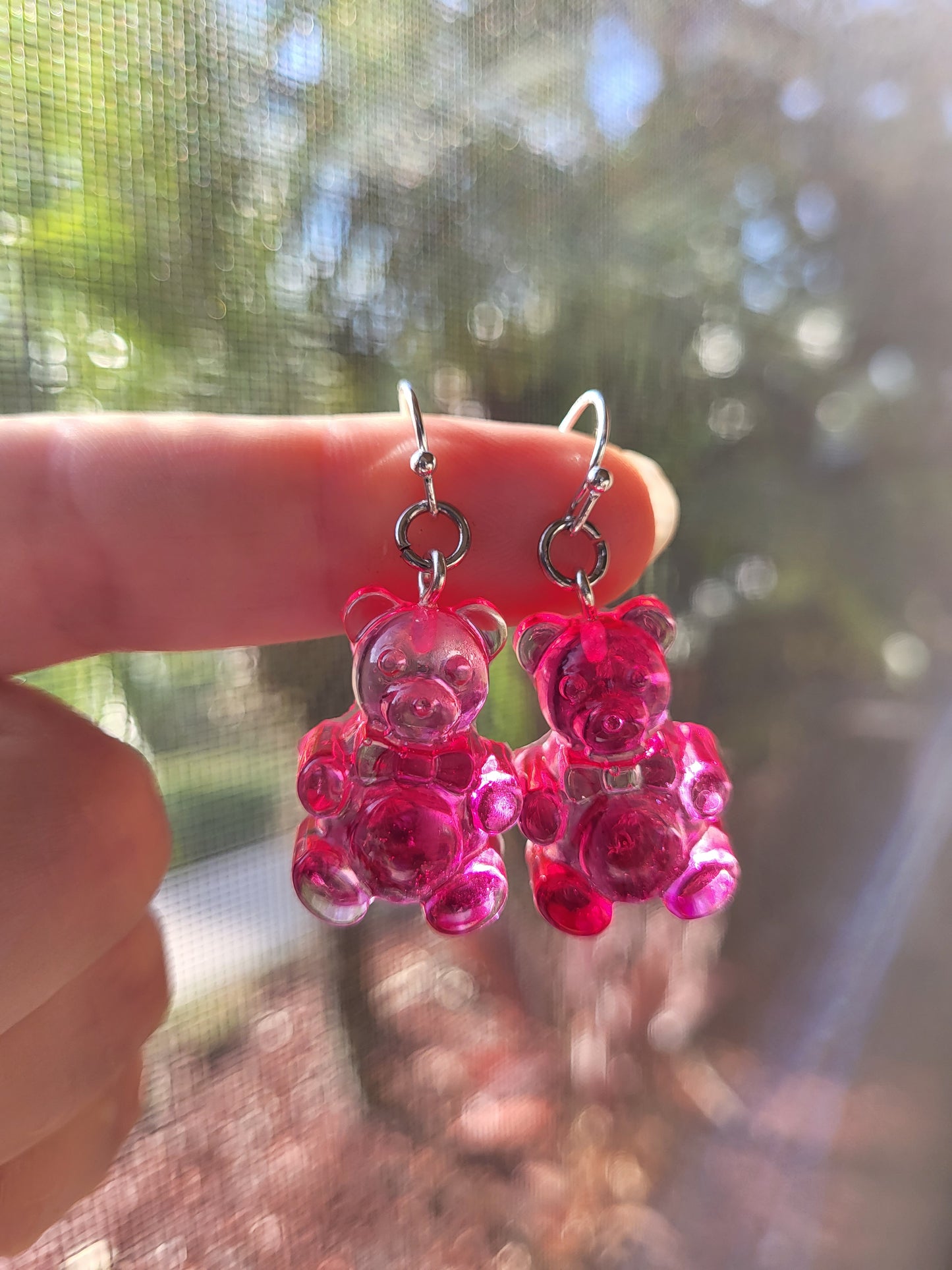 Bright Pink "Gummy Bear" Hook Earrings