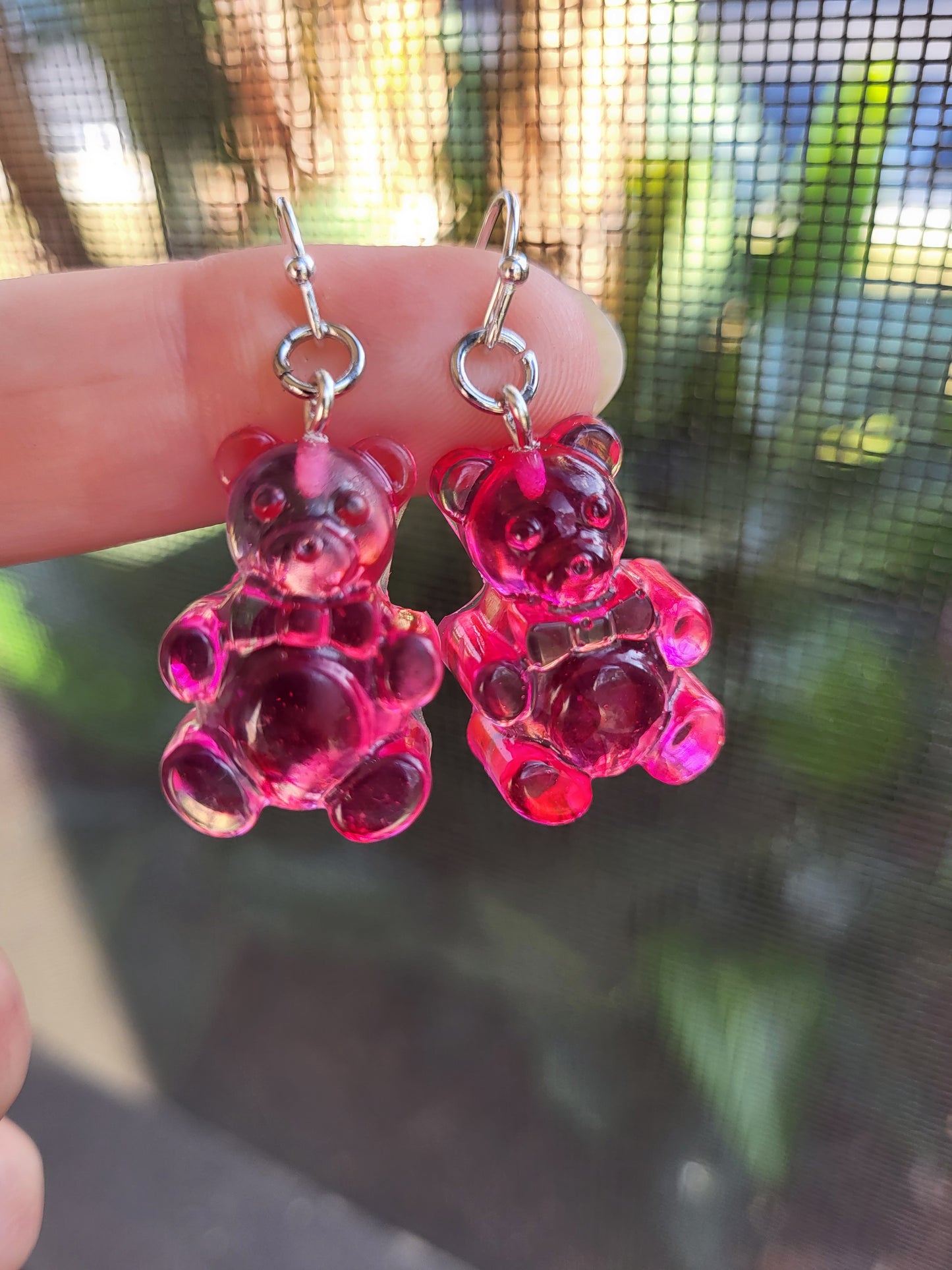 Bright Pink "Gummy Bear" Hook Earrings