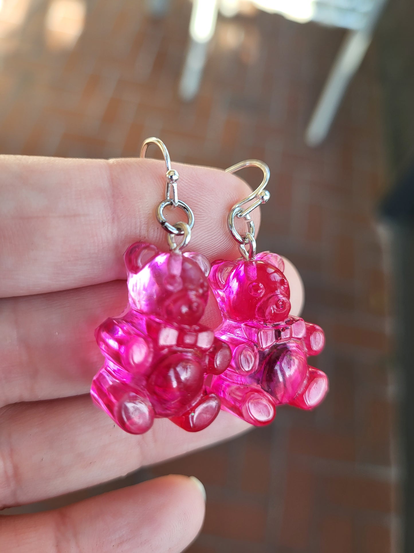 Bright Pink "Gummy Bear" Hook Earrings