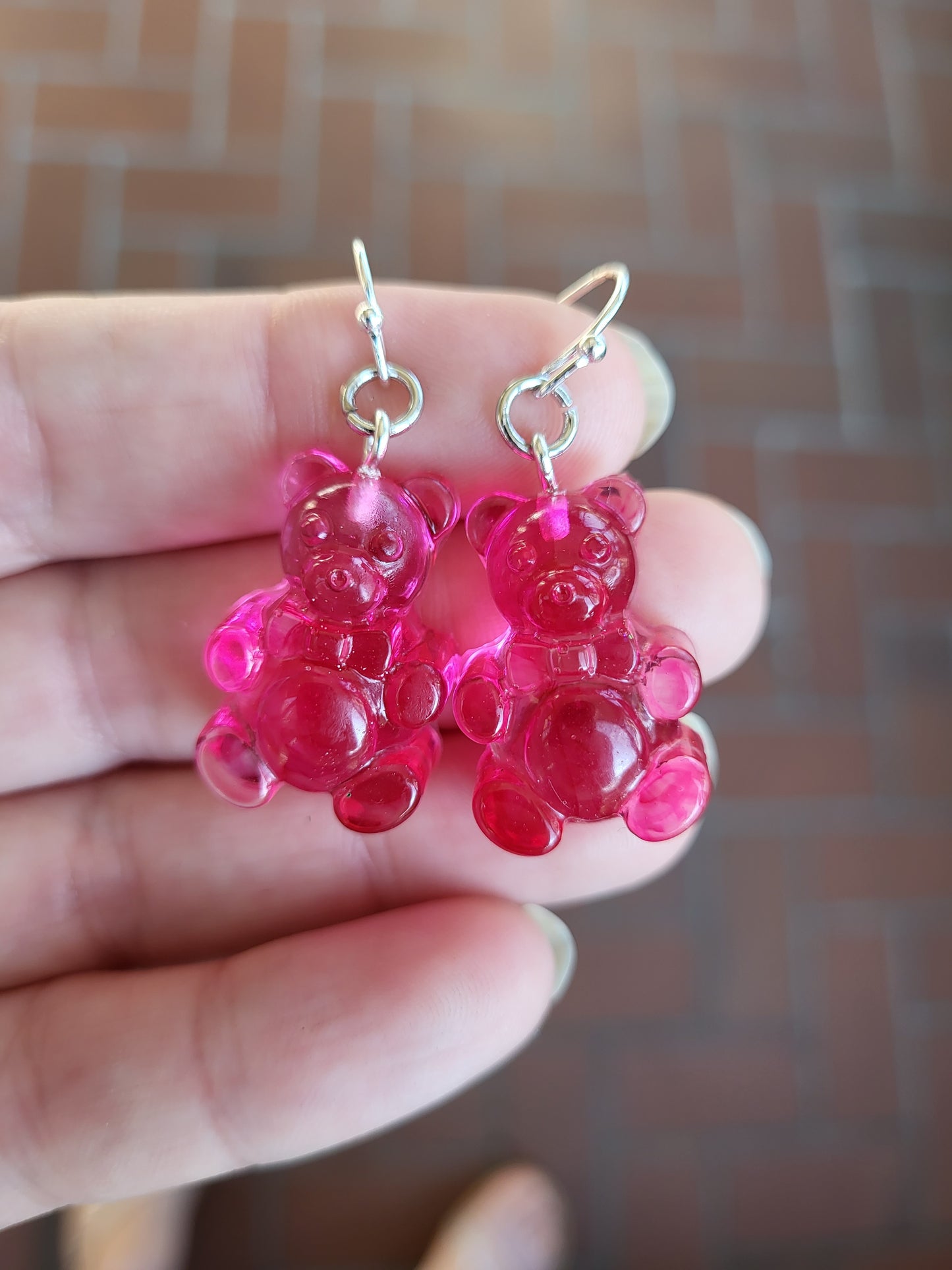 Bright Pink "Gummy Bear" Hook Earrings