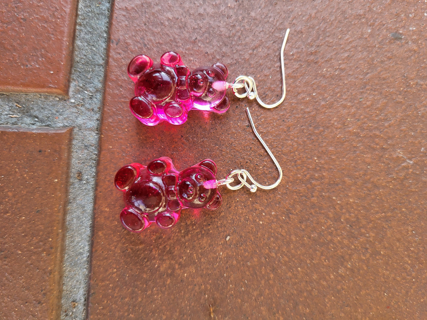 Bright Pink "Gummy Bear" Hook Earrings