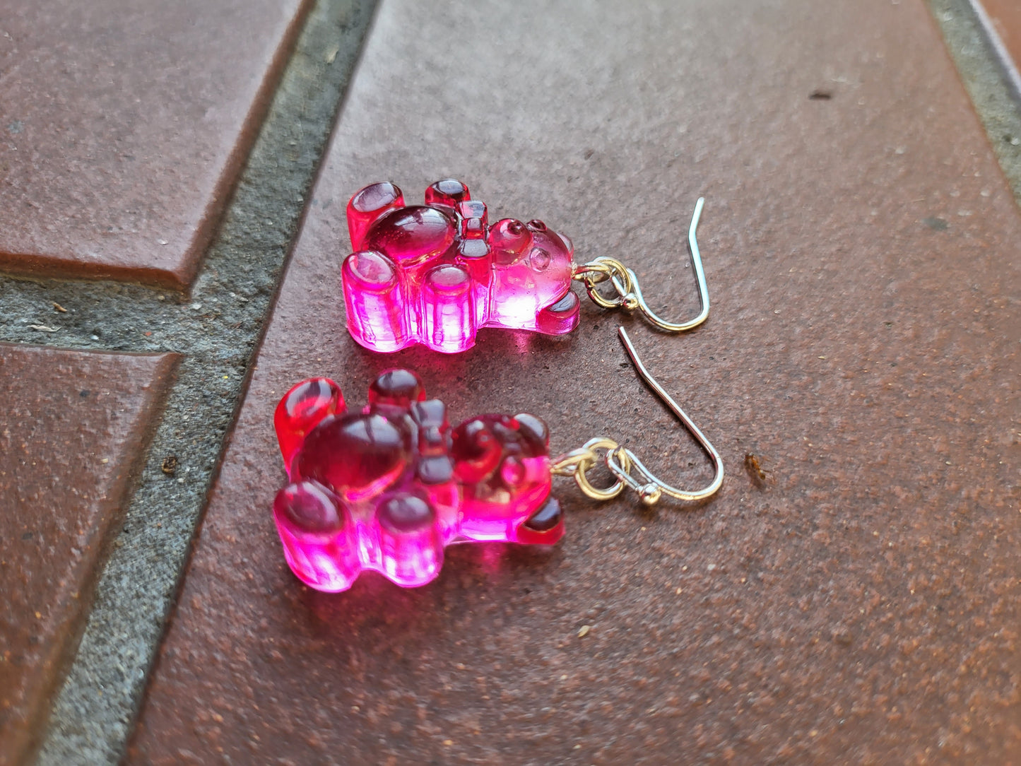 Bright Pink "Gummy Bear" Hook Earrings