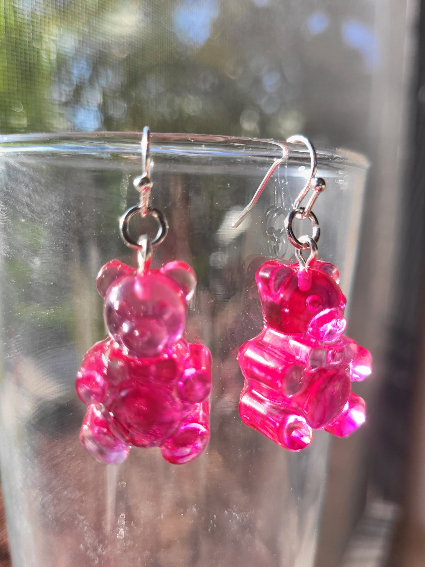 Bright Pink "Gummy Bear" Hook Earrings