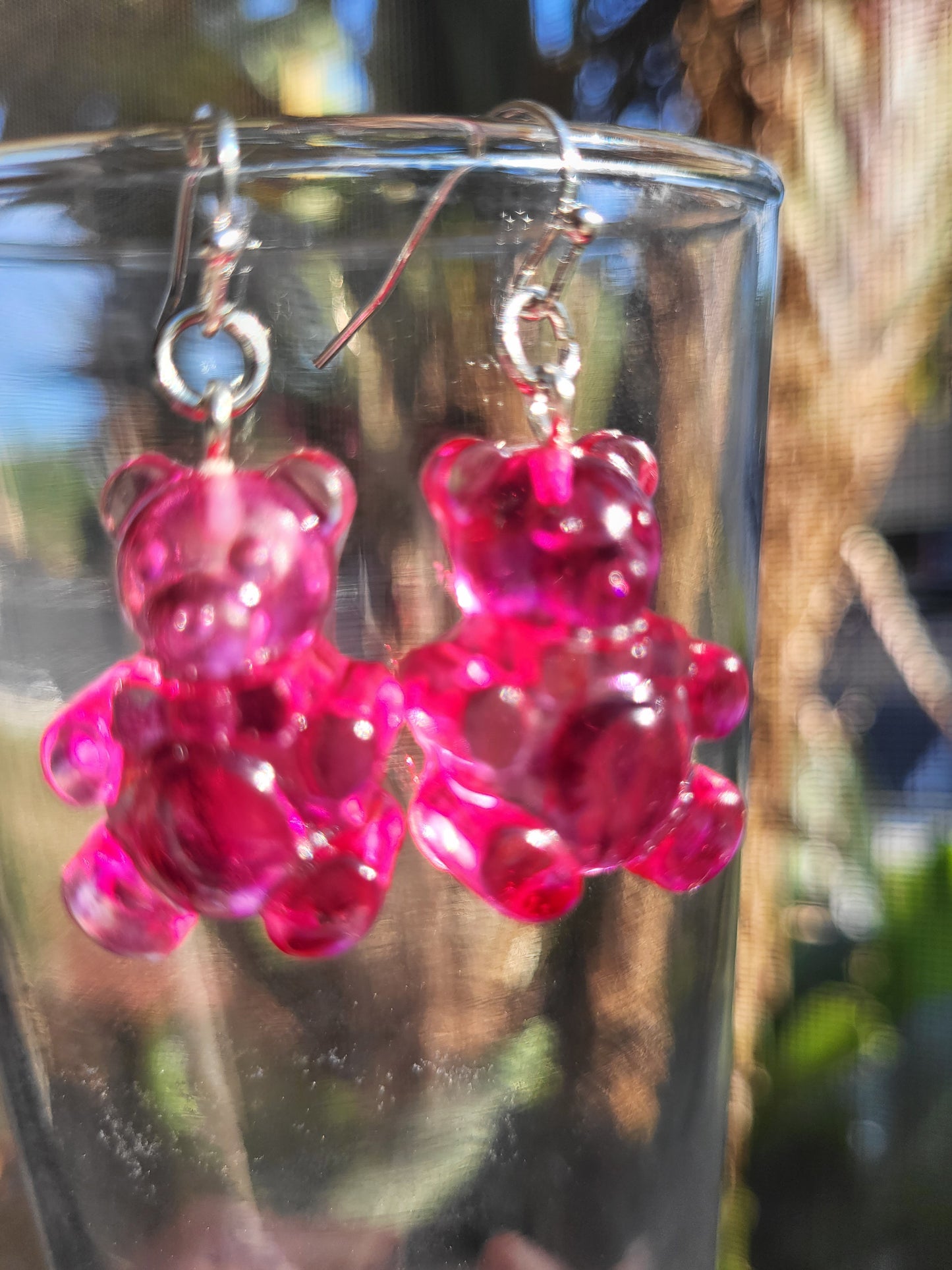 Bright Pink "Gummy Bear" Hook Earrings