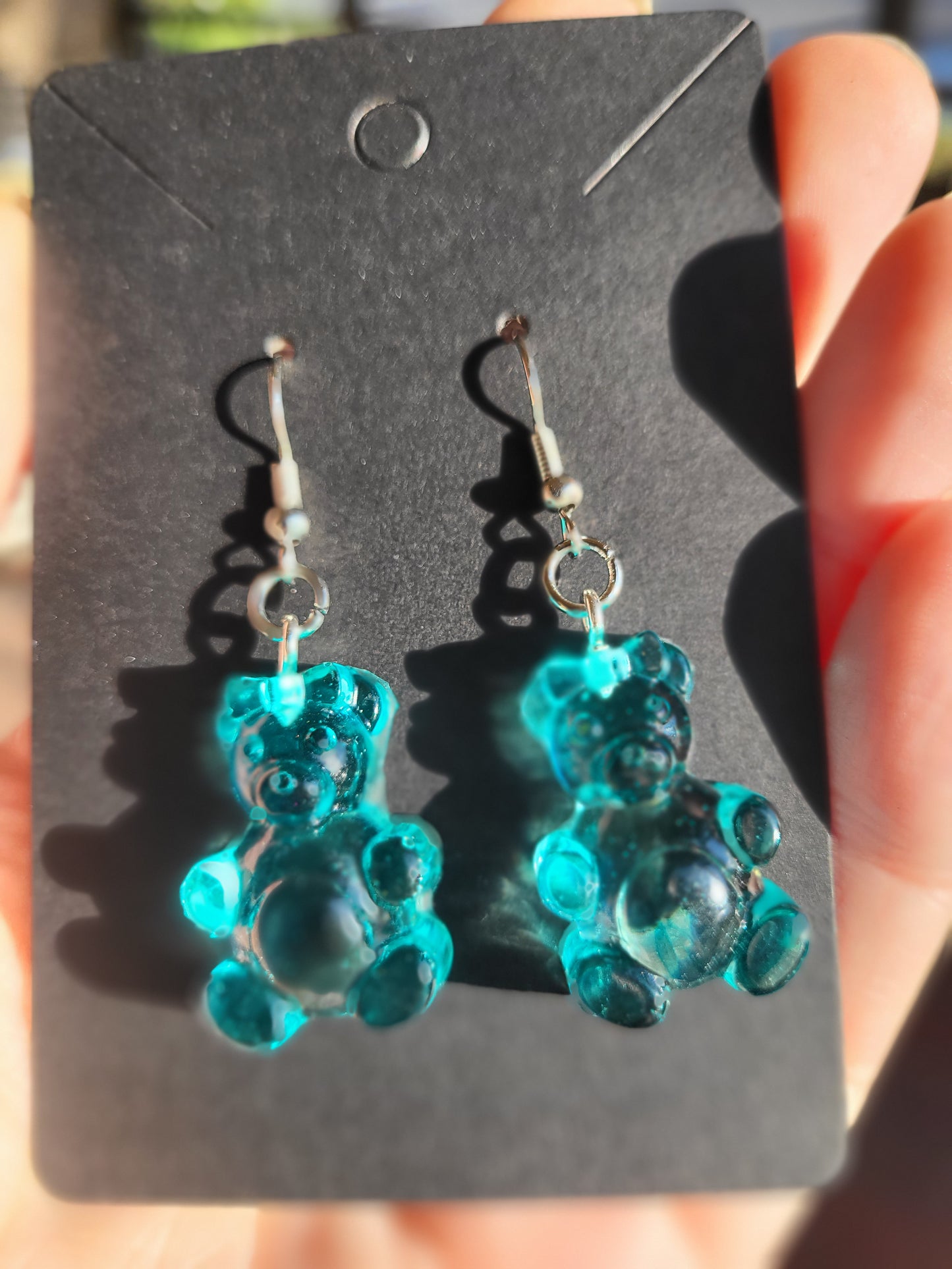 Blue "Gummy Bear" Hook Earrings