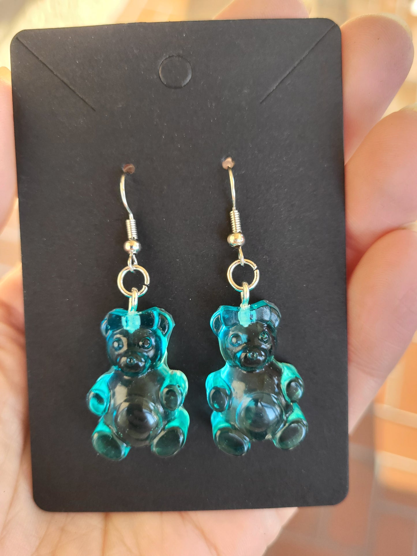 Blue "Gummy Bear" Hook Earrings