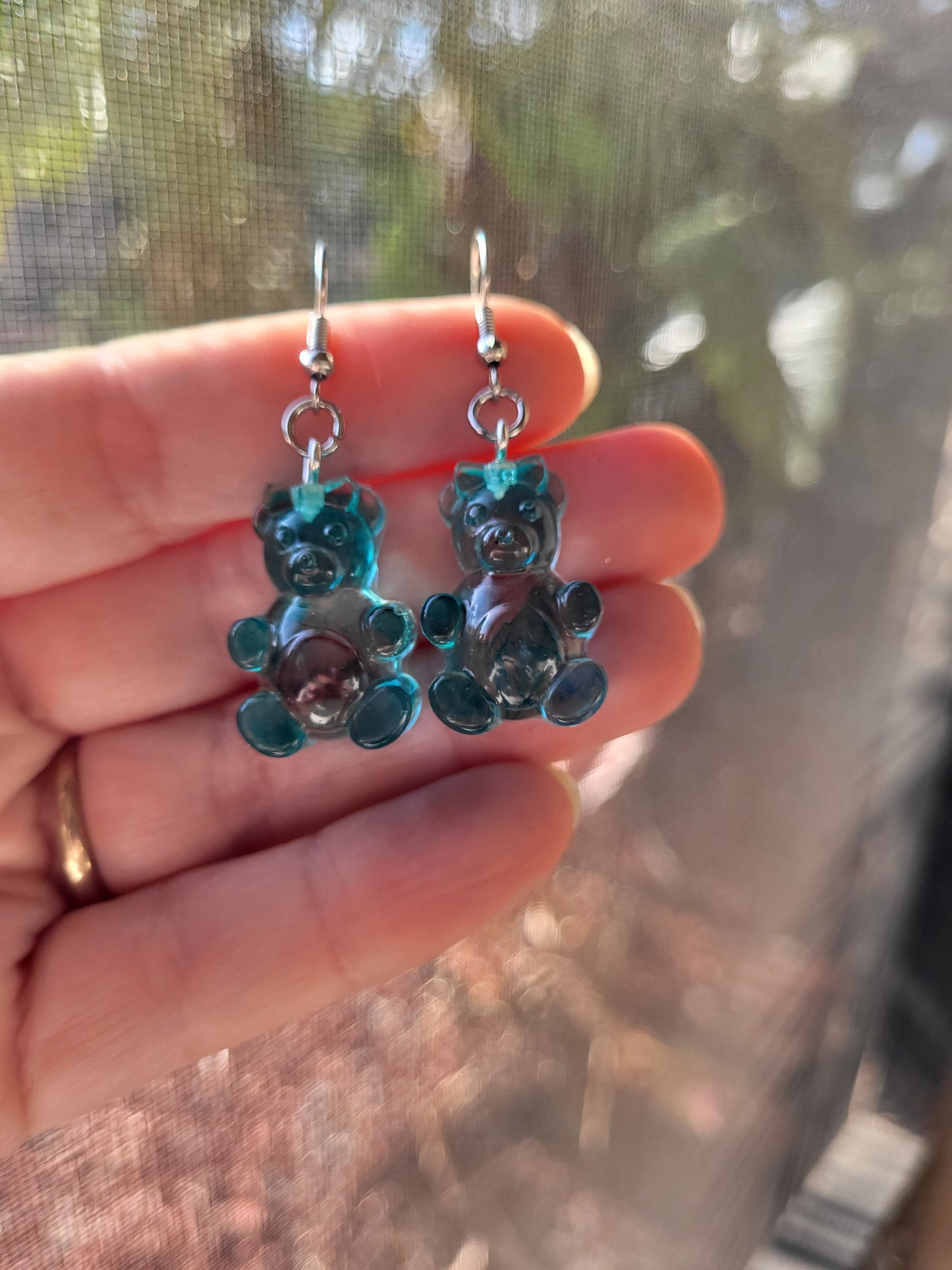 Blue "Gummy Bear" Hook Earrings