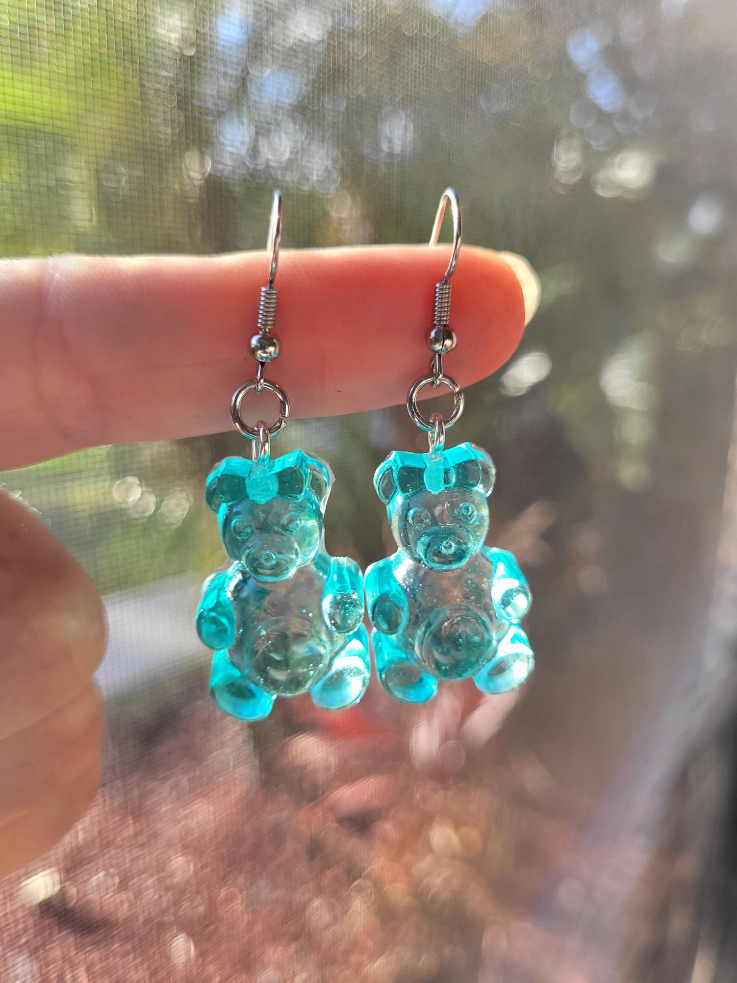 Blue "Gummy Bear" Hook Earrings