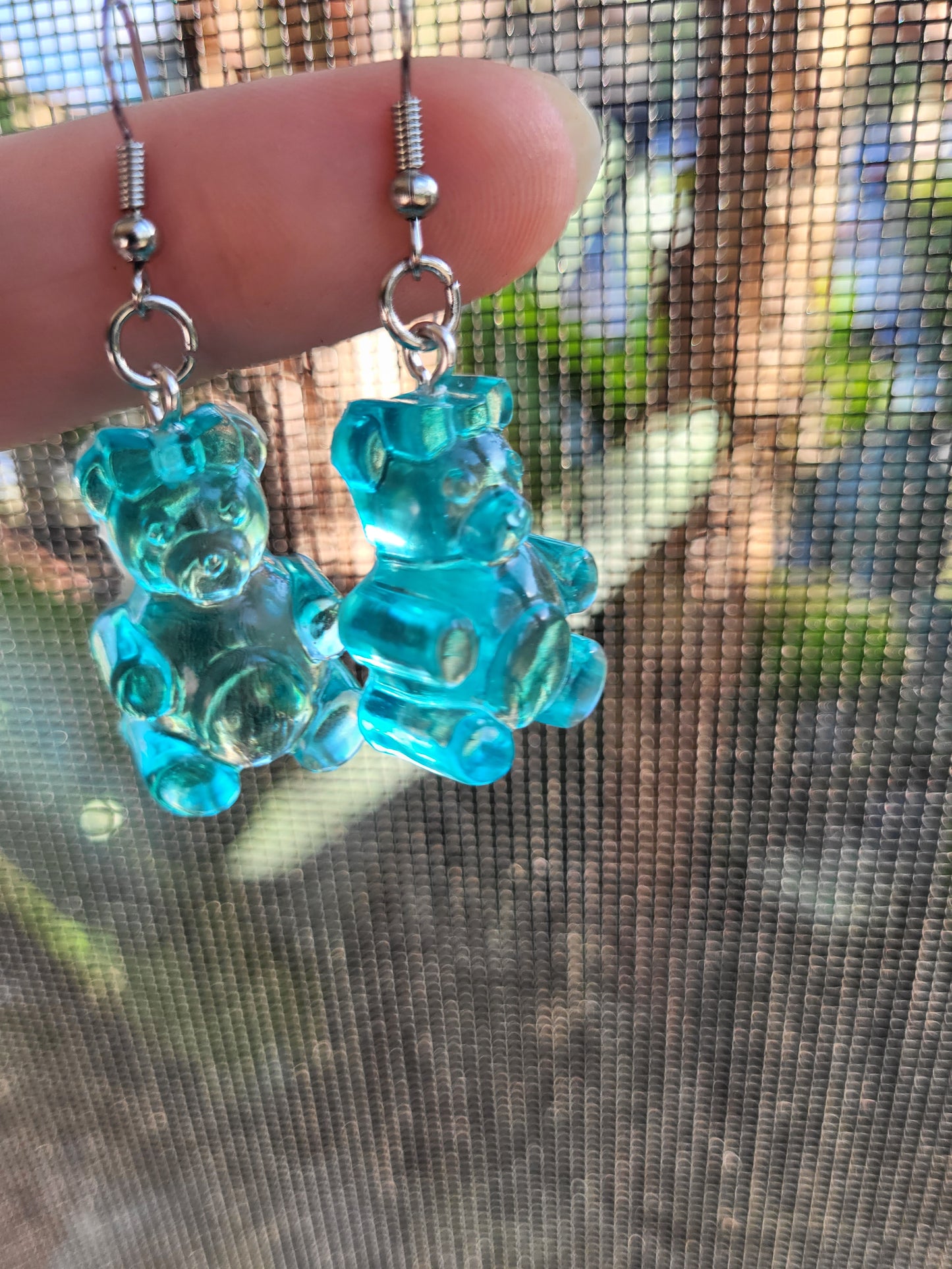 Blue "Gummy Bear" Hook Earrings