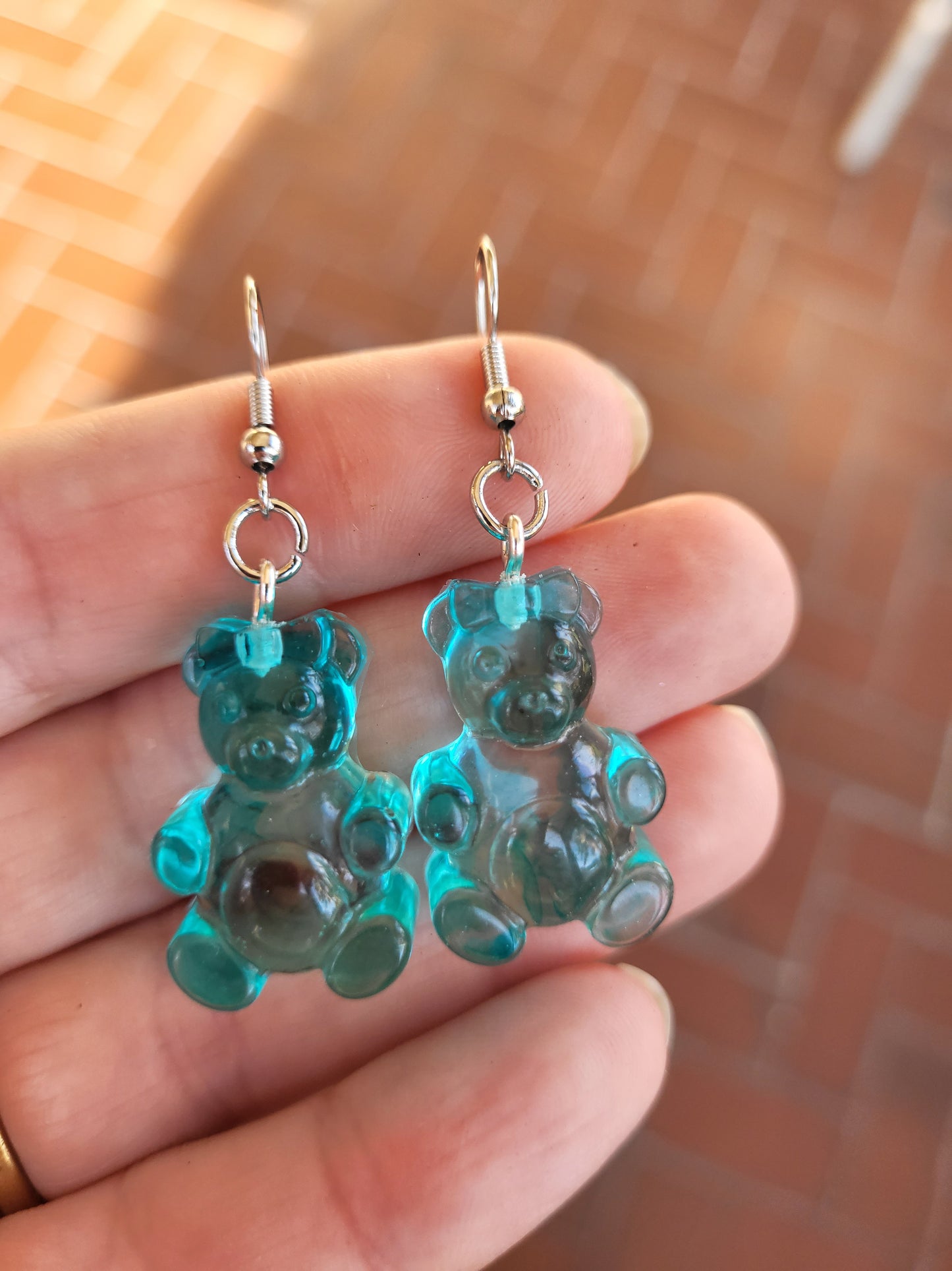 Blue "Gummy Bear" Hook Earrings