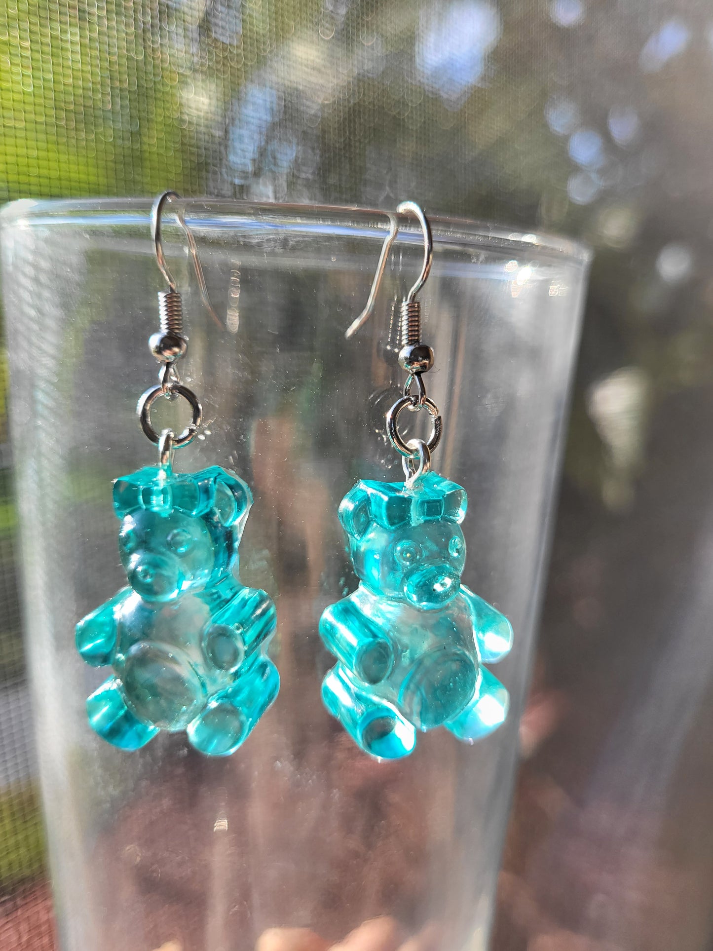 Blue "Gummy Bear" Hook Earrings