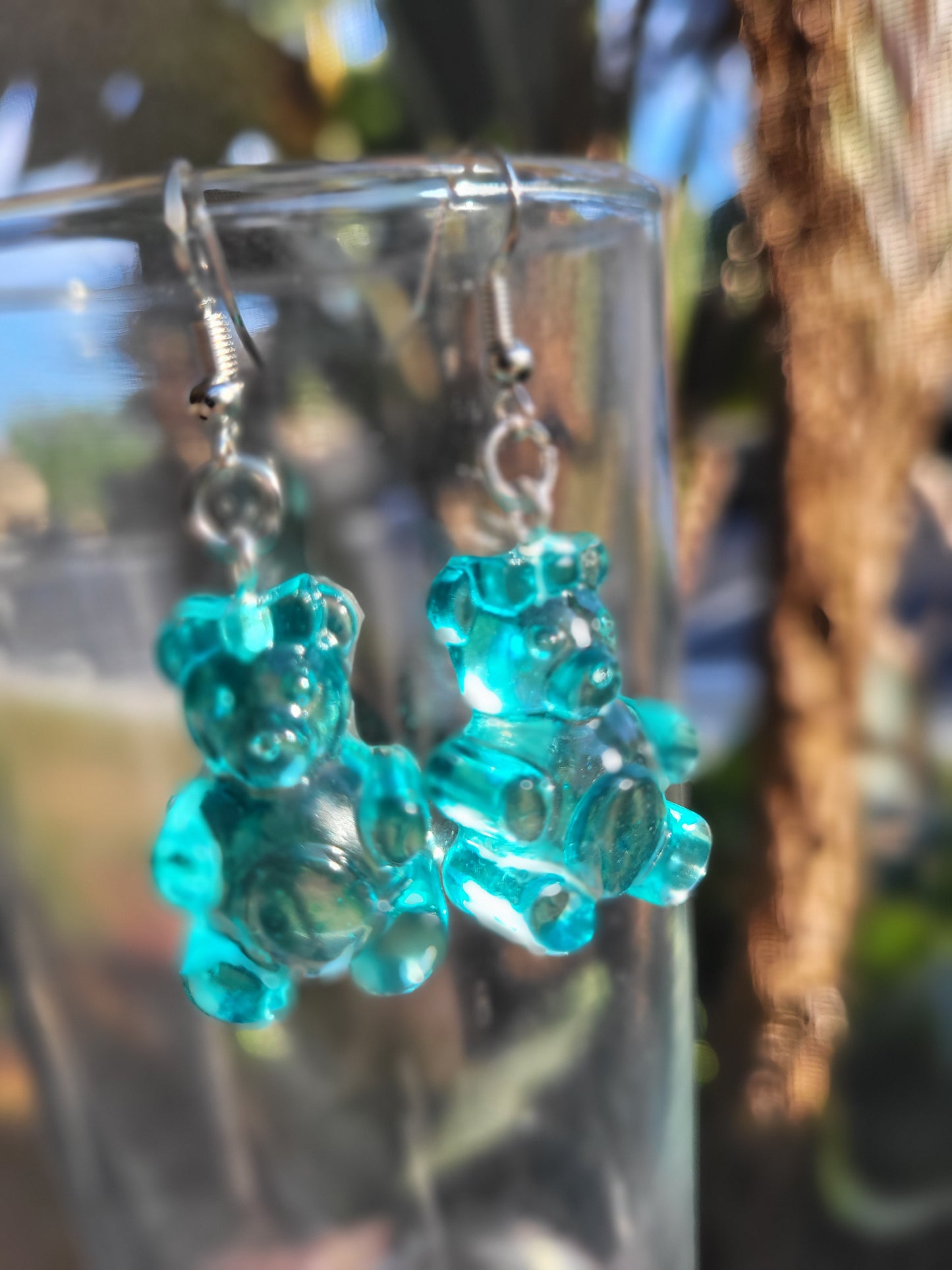 Blue "Gummy Bear" Hook Earrings