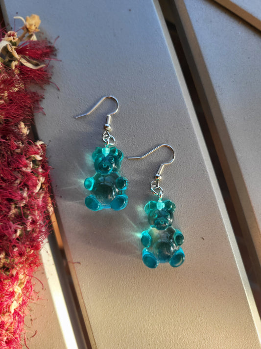 Blue "Gummy Bear" Hook Earrings