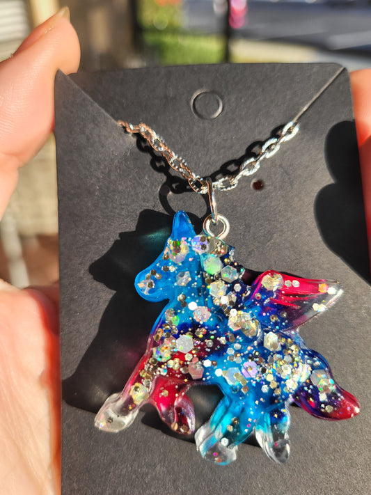 Pink And Blue Unicorn Pendant