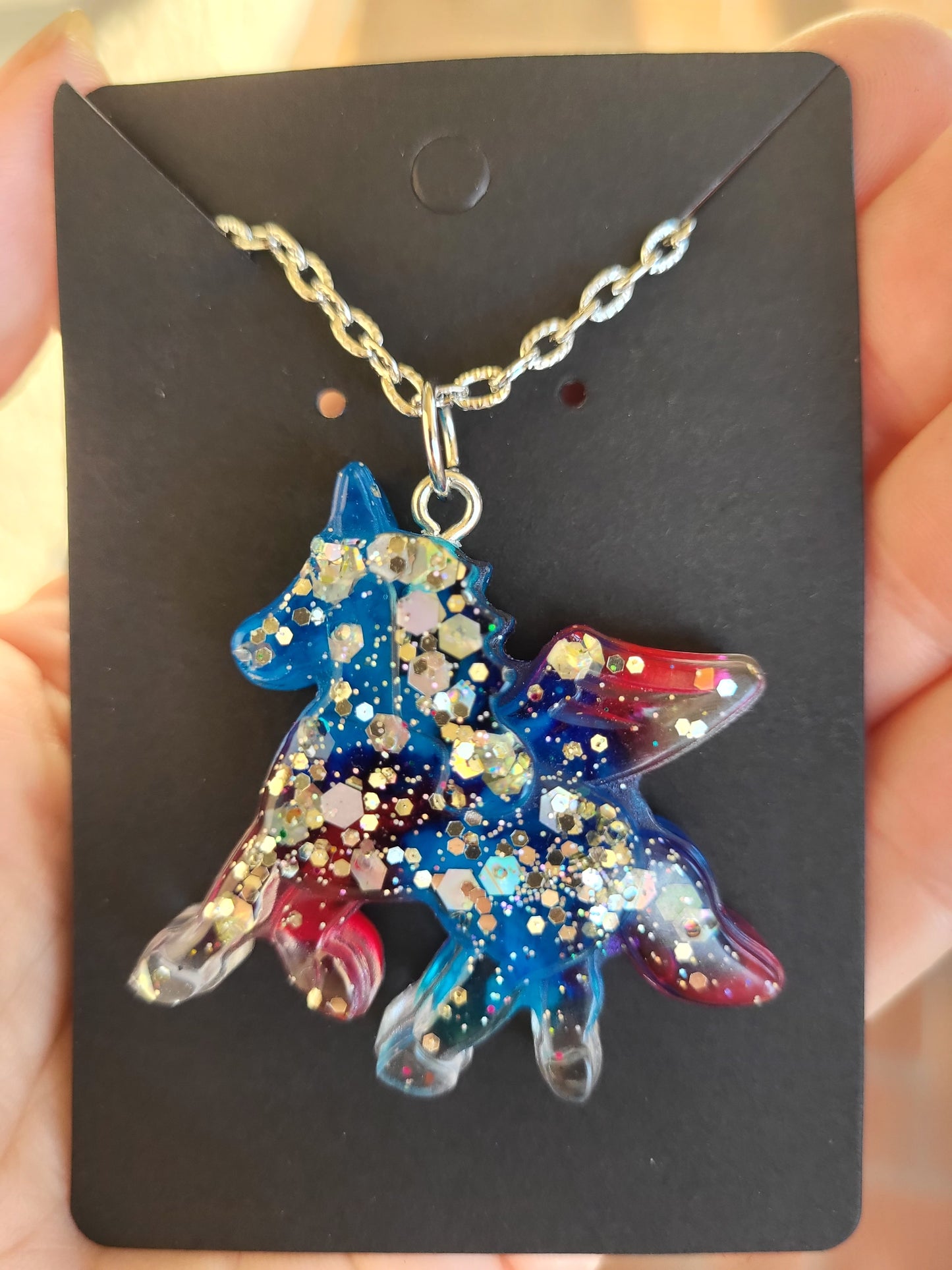 Pink And Blue Unicorn Pendant