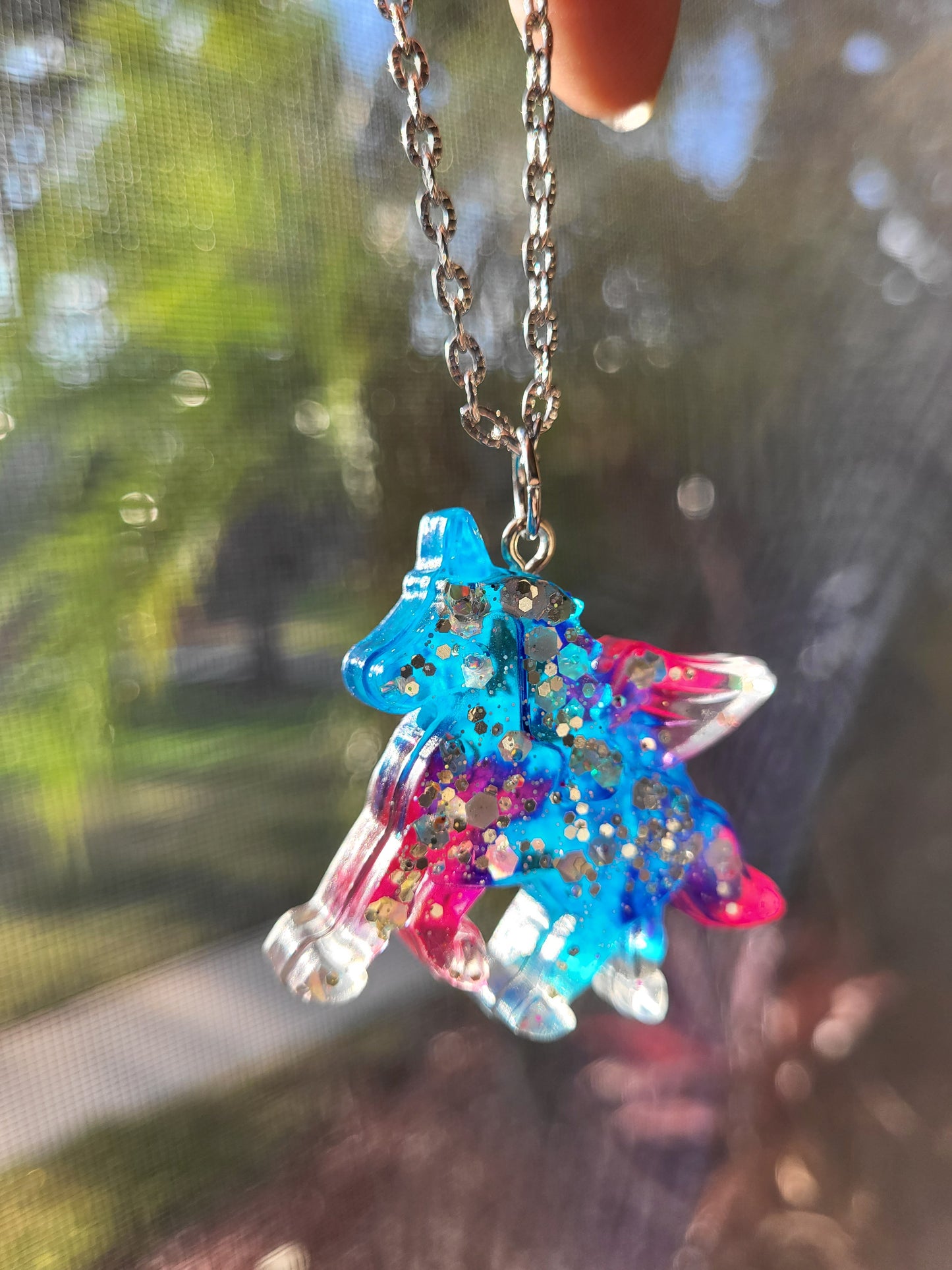 Pink And Blue Unicorn Pendant