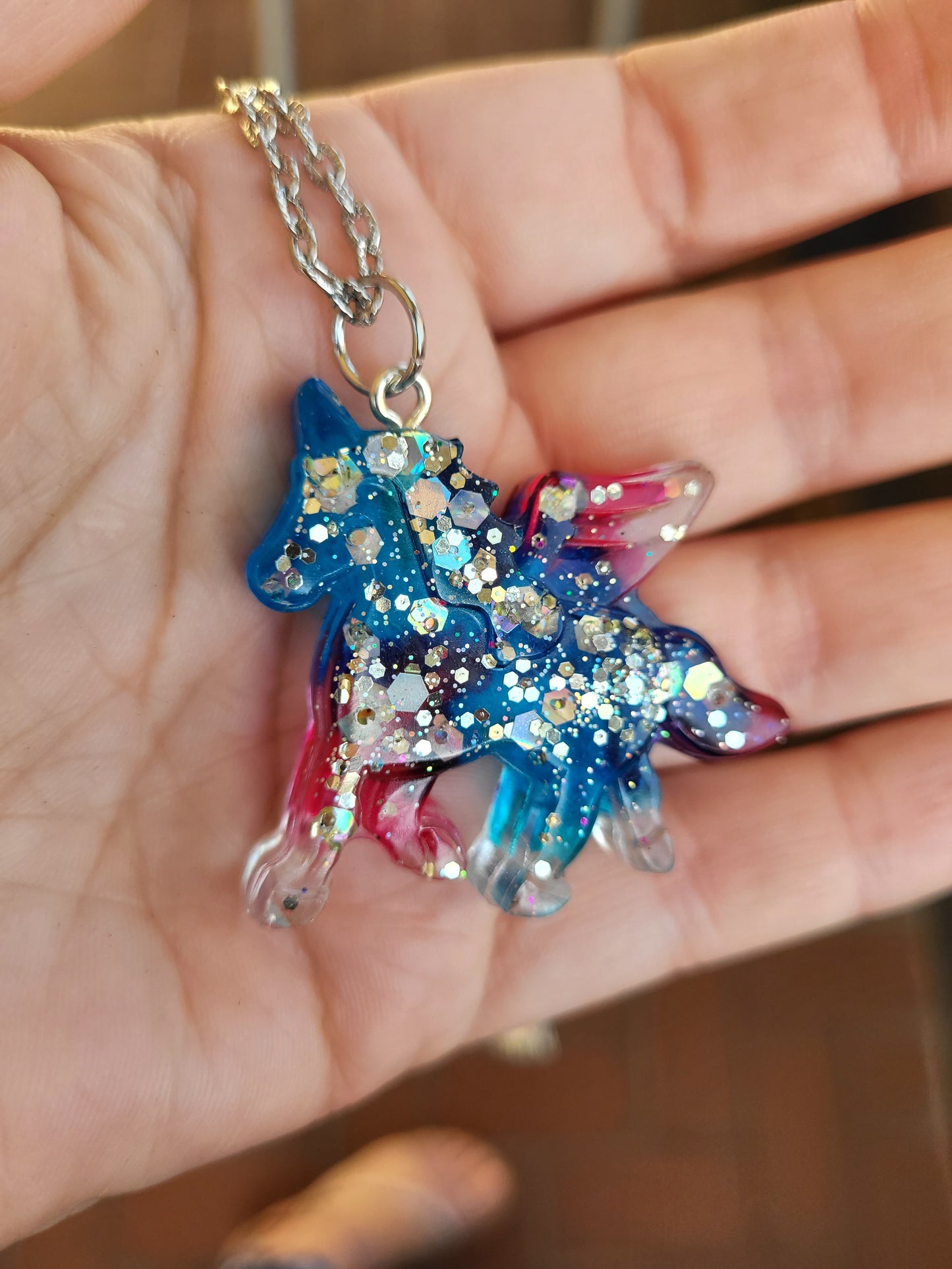 Pink And Blue Unicorn Pendant