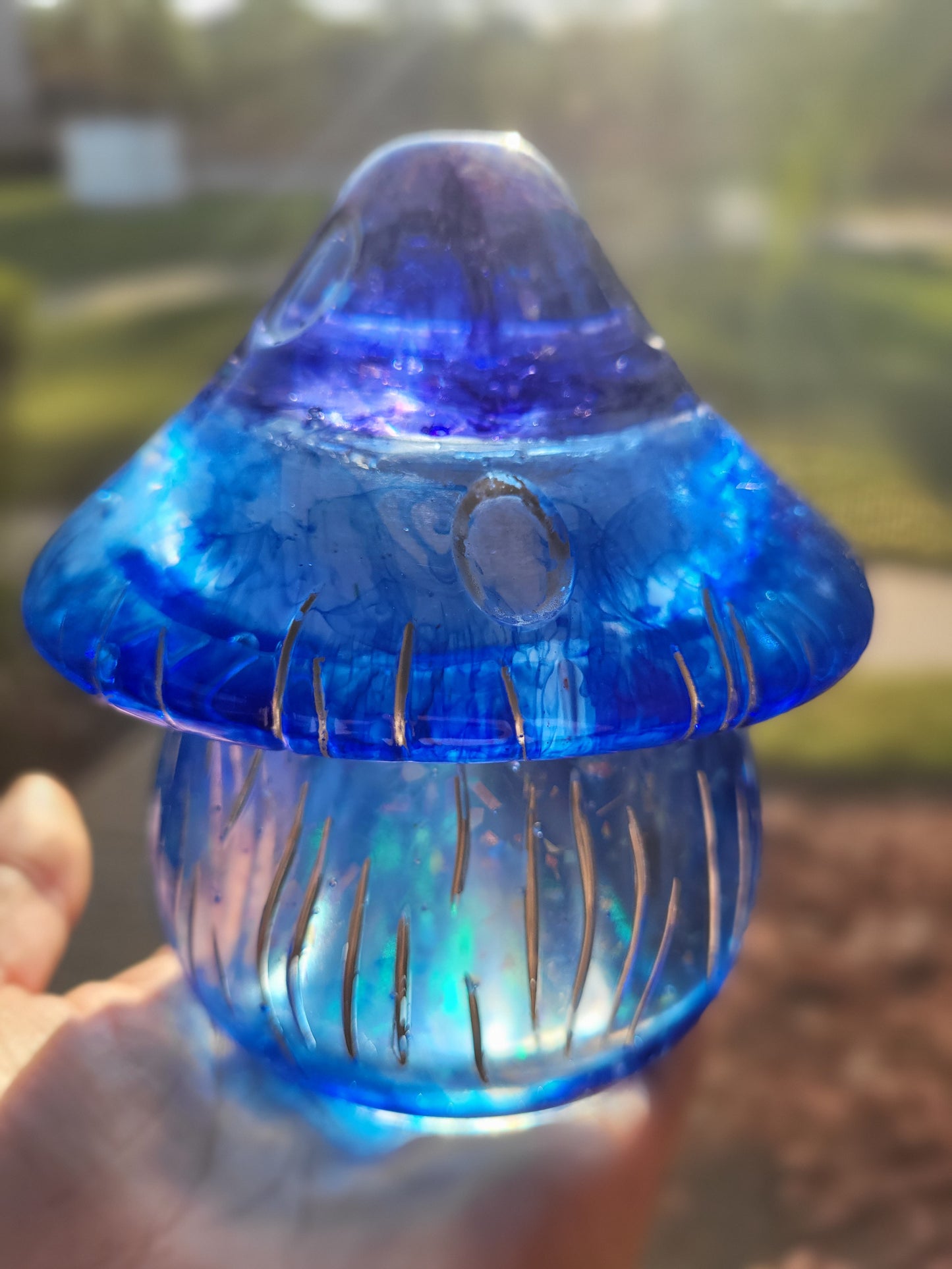 Sparkly Blue Mushroom Container