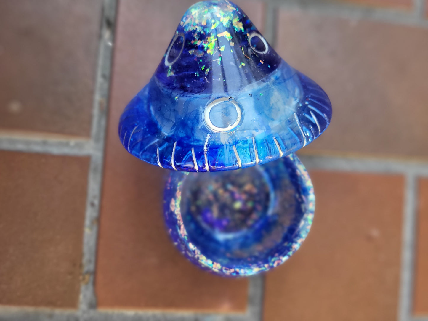 Sparkly Blue Mushroom Container