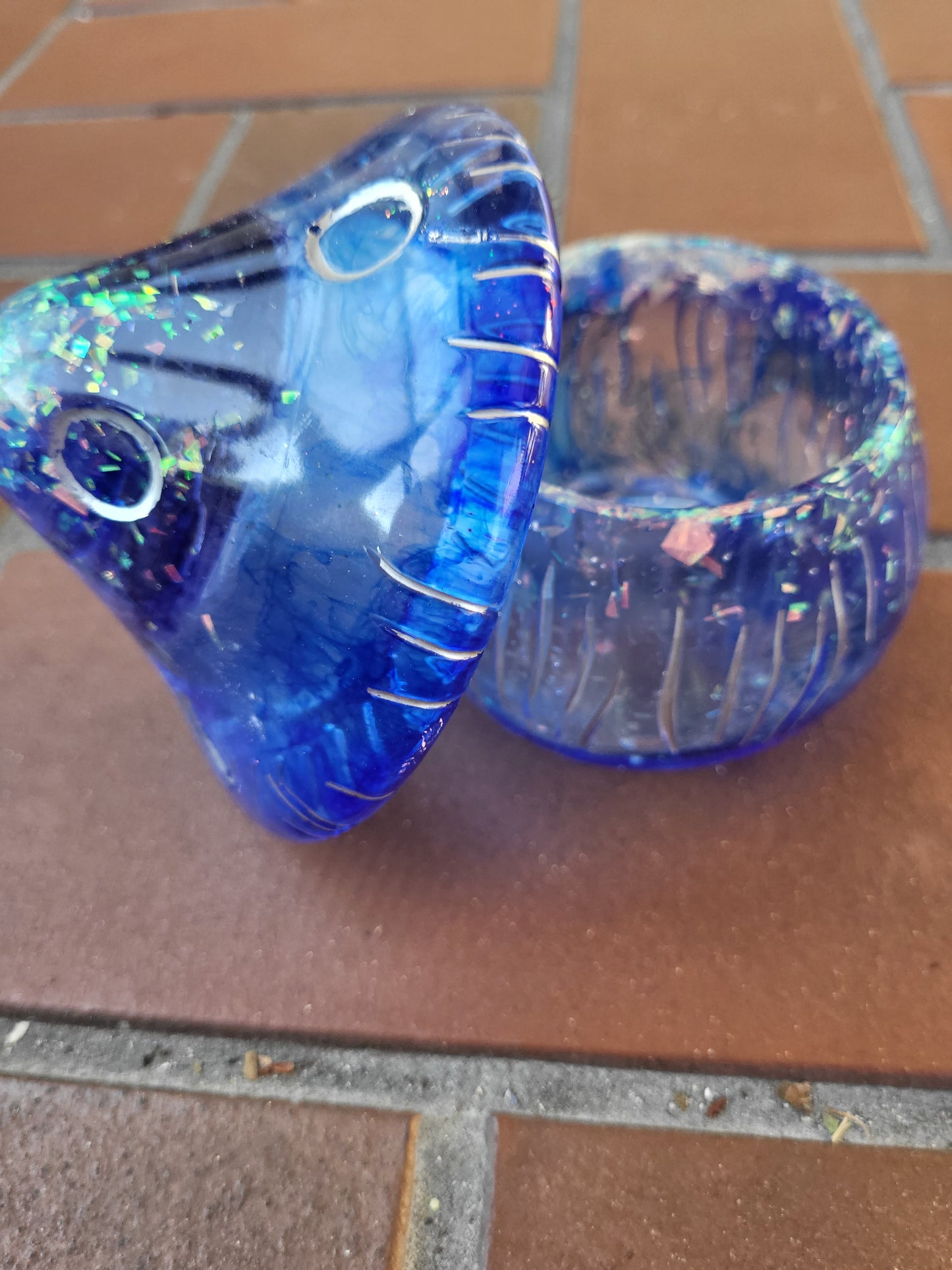 Sparkly Blue Mushroom Container